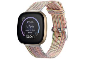 Fitbit Versa 3 / Sense Como Nylon Bandje - Regenboog