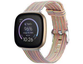 Fitbit Versa 3 / Sense Como Nylon Bandje - Regenboog