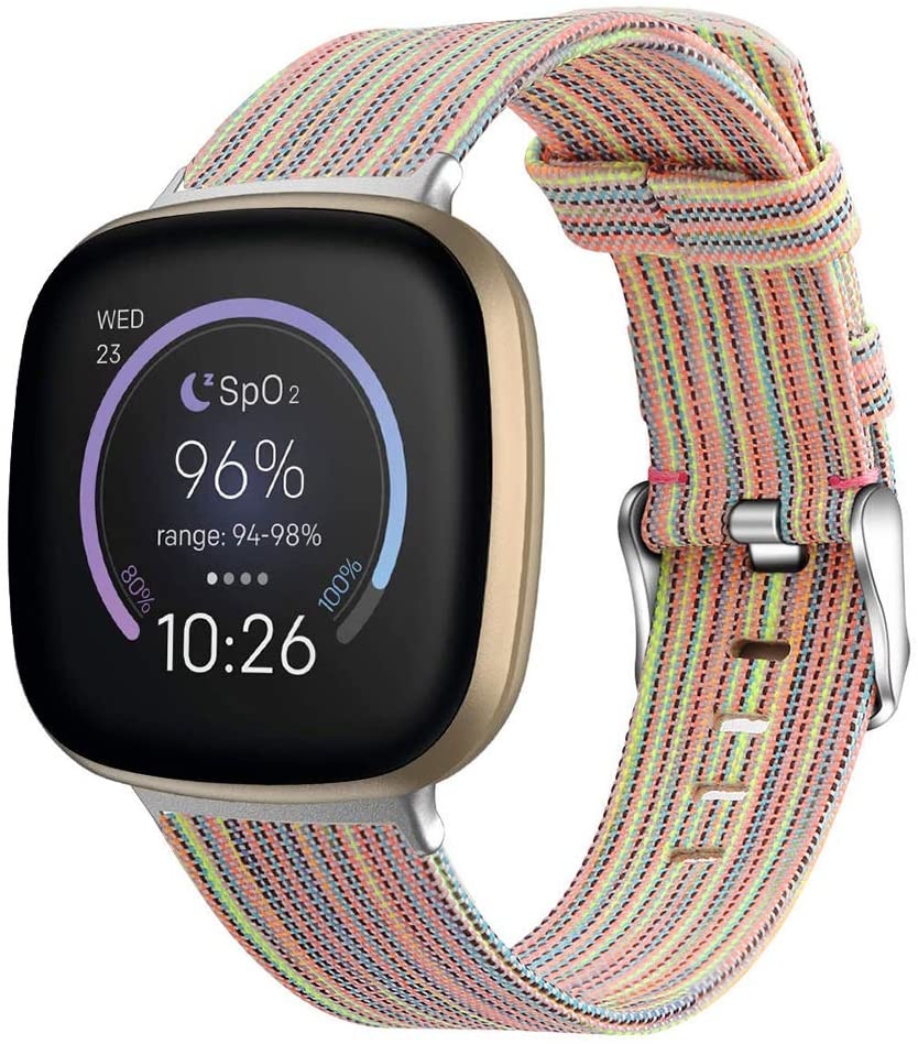Fitbit Versa 3 / Sense Como Nylon Bandje - Regenboog