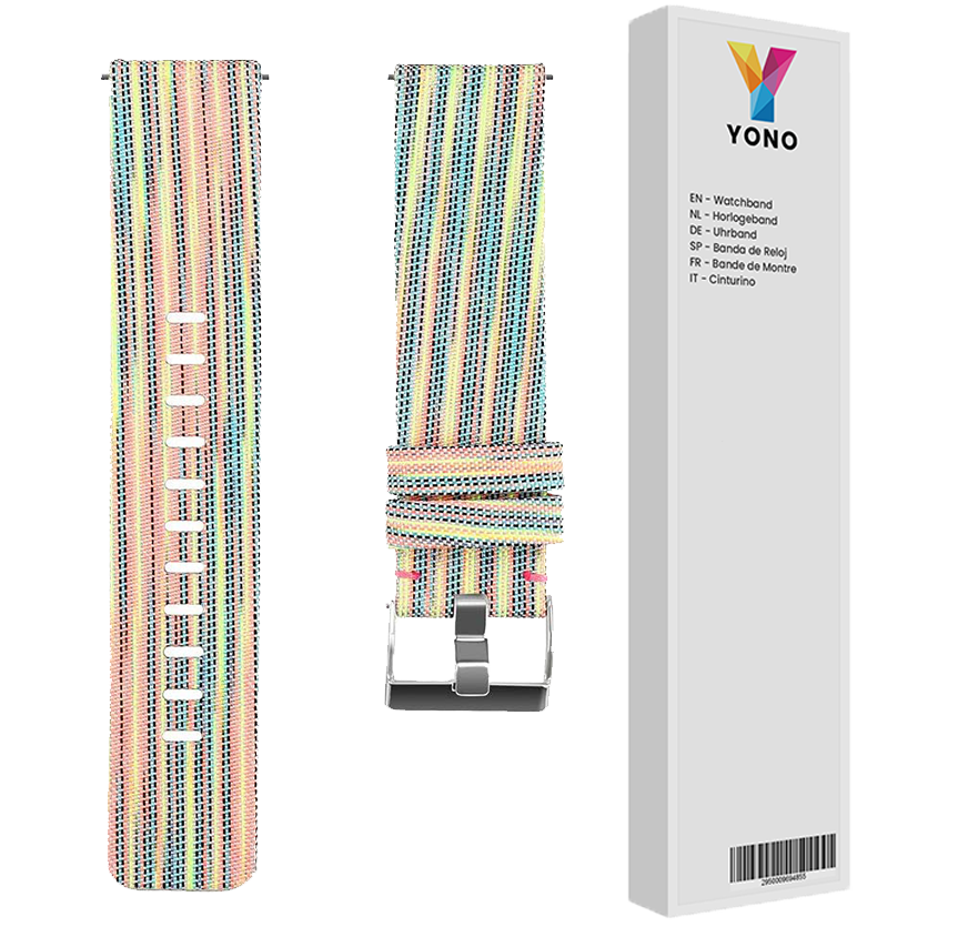 Fitbit Versa 3 / Sense Como Nylon Bandje - Regenboog