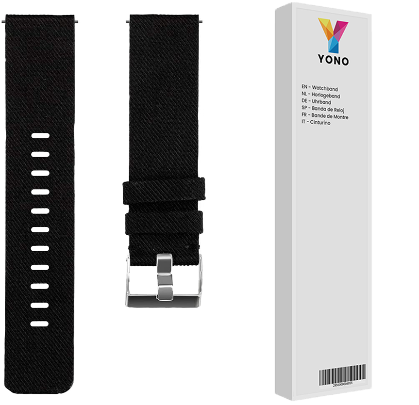 Fitbit Versa 3 / Sense Como Nylon Bandje - Zwarte kleur