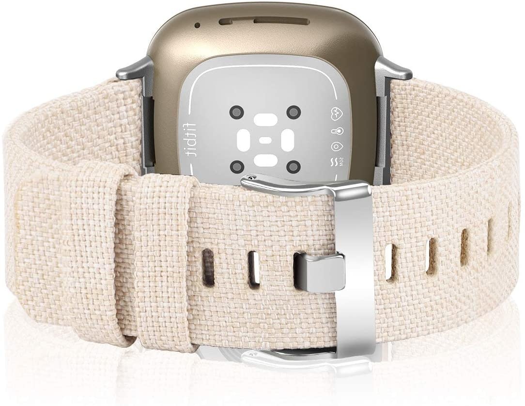 Fitbit Versa 3 / Sense Como Nylon Bandje - Champagne