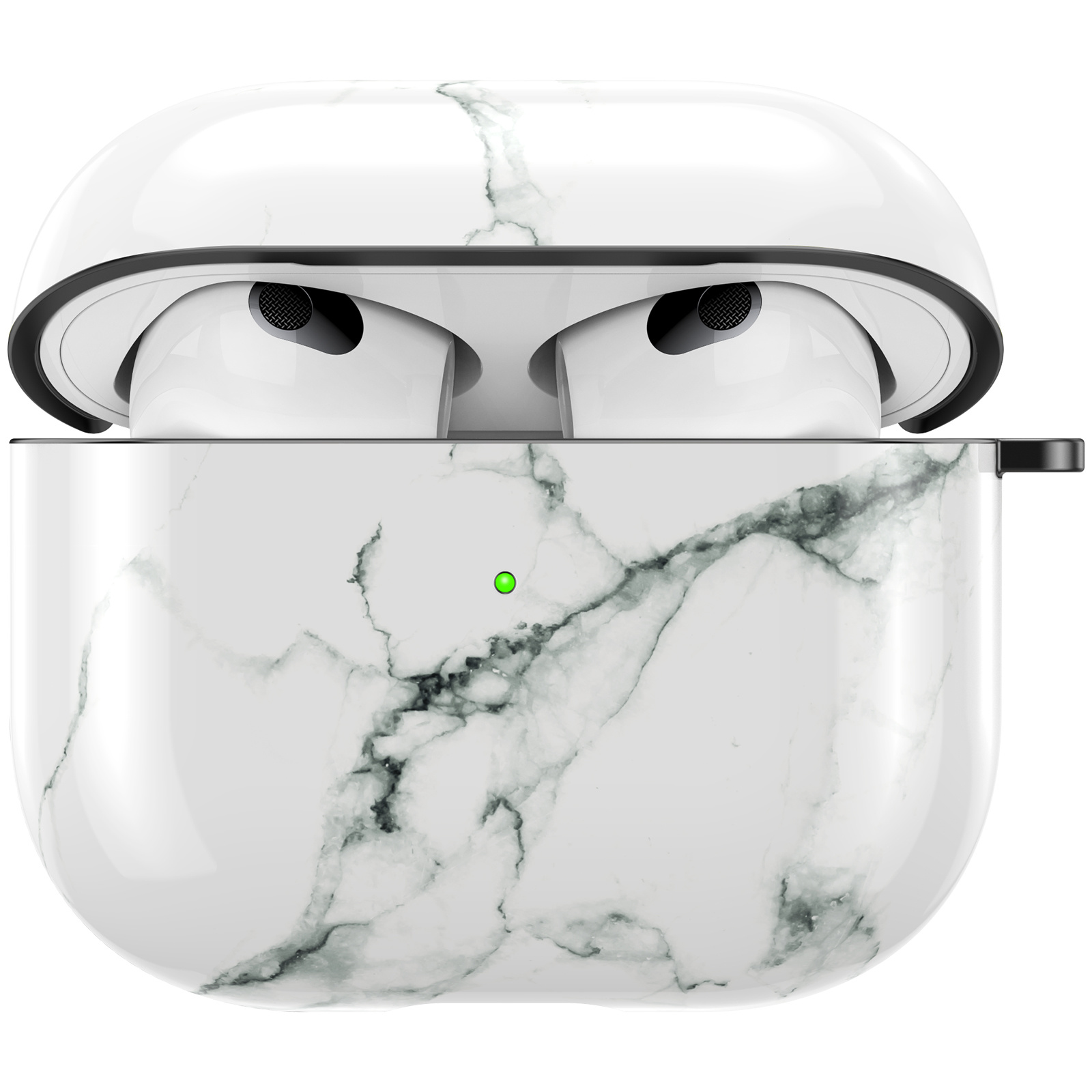Apple Airpods 3 Hoesje - Hard Case met Clip - Marmer Wit