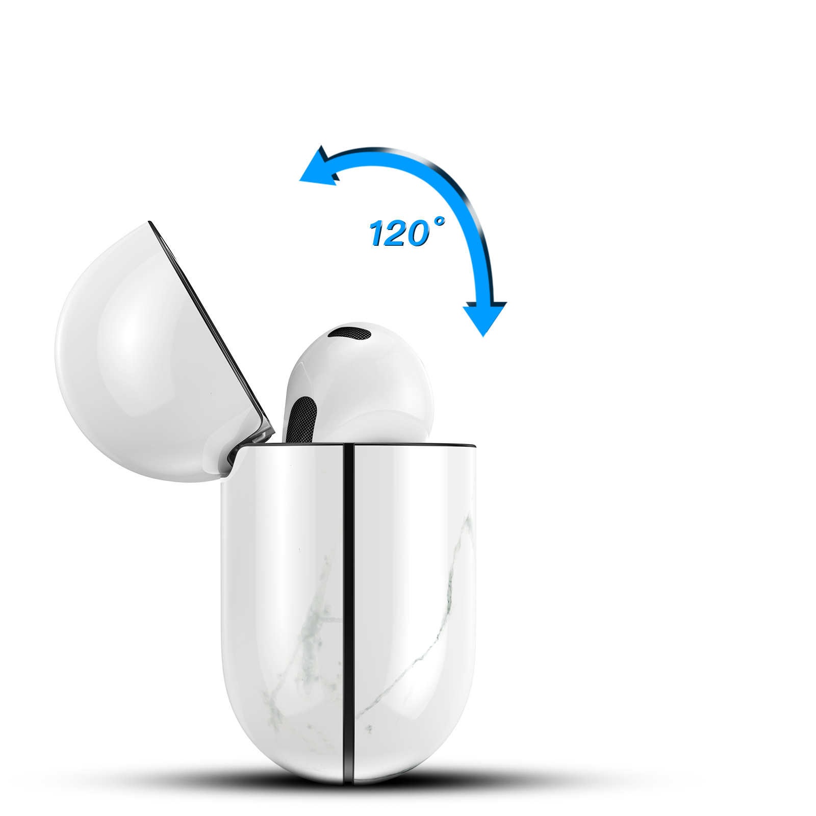 Apple Airpods 3 Hoesje - Hard Case met Clip - Marmer Wit