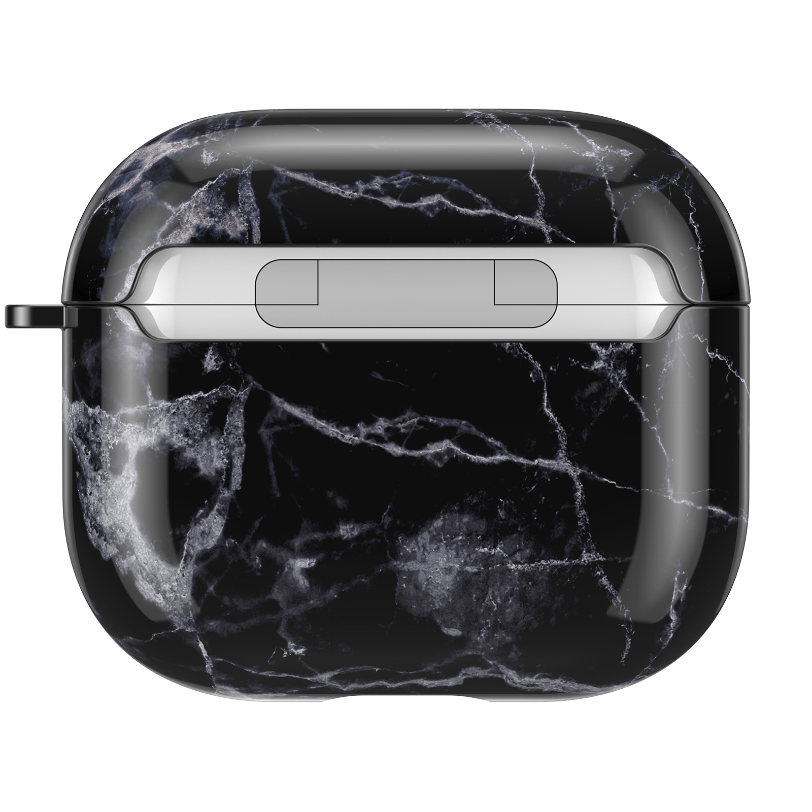 Apple Airpods 3 Hoesje - Hard Case met Clip - Marmer Zwart
