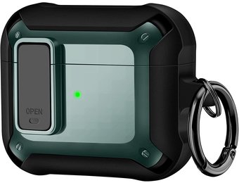 Apple Airpods 3 Hoesje - Armor Case met Lock -Donkergroen