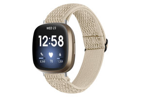 Fitbit Versa 3 / Sense Nylon Stretch Bandje - Champagne