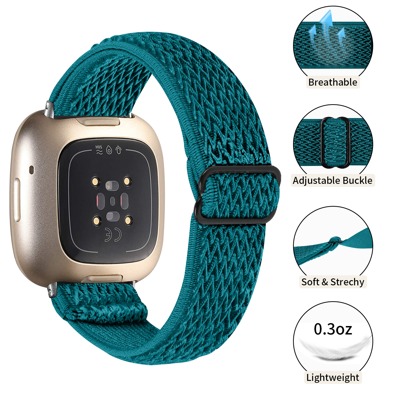 Fitbit Versa 3 / Sense Nylon Stretch Bandje - Sapphire