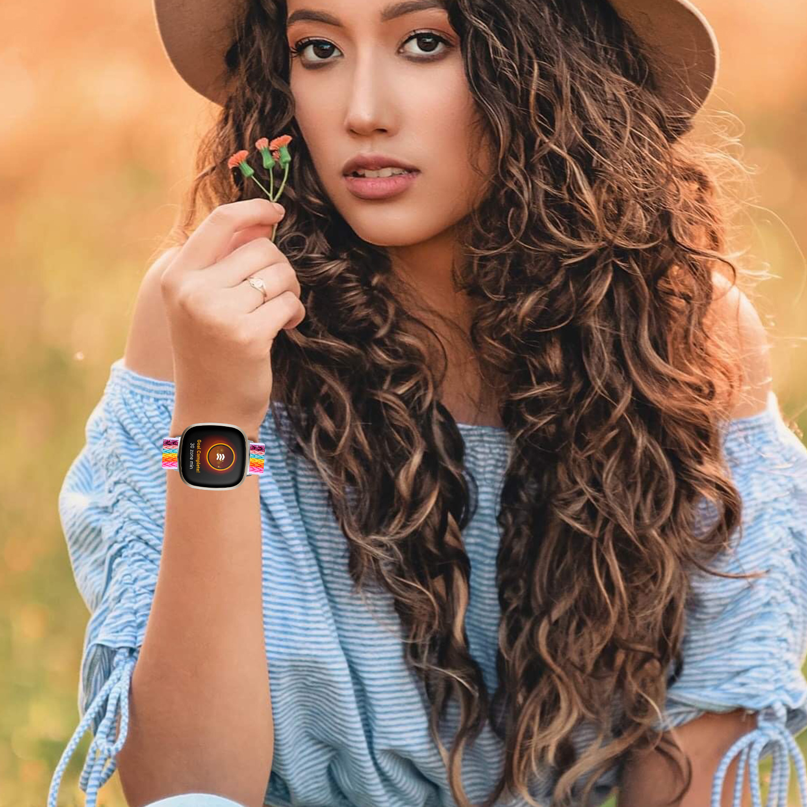 Fitbit Versa 3 / Sense Nylon Stretch Bandje - Colourful