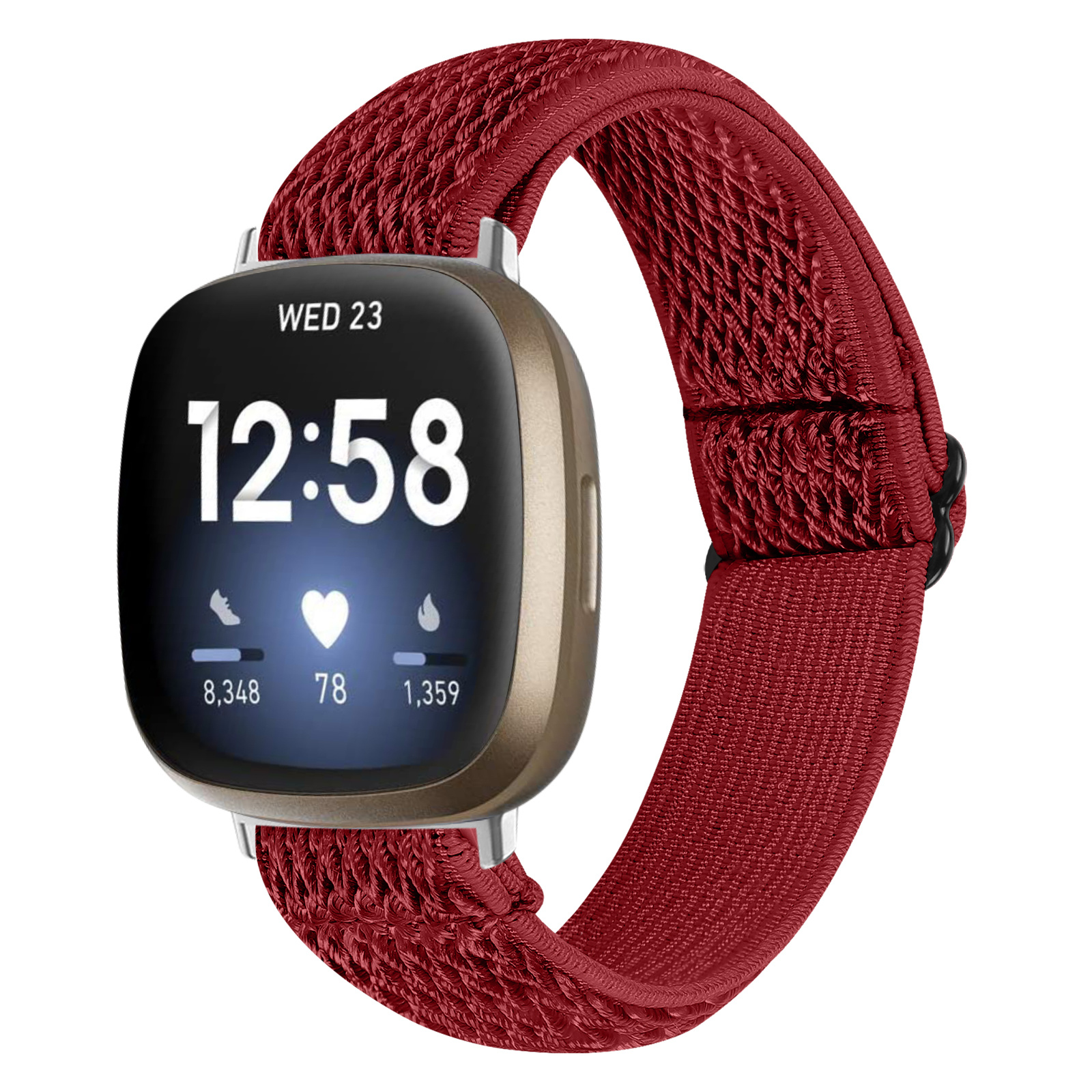 Fitbit Versa 3 / Sense Nylon Stretch Bandje - Bordeauxrood