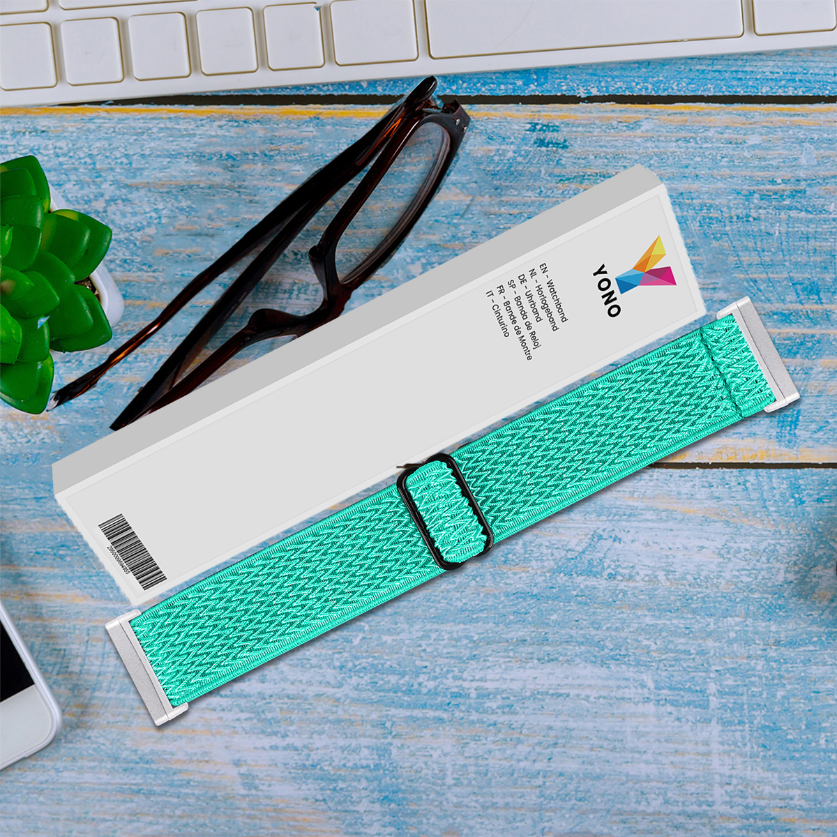 Fitbit Versa 3 / Sense Nylon Stretch Bandje - Turquoise