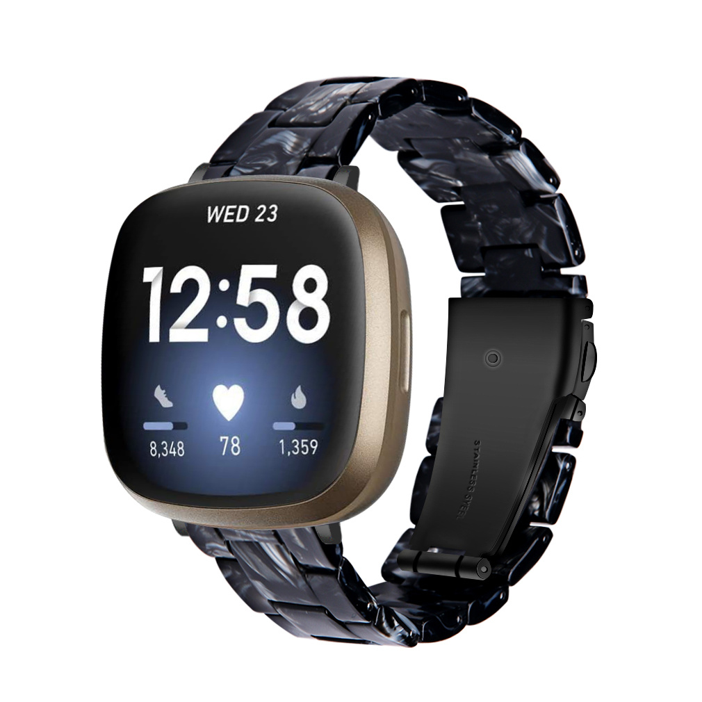 Fitbit Versa 3 / Sense Resin Bandje - Zwart Marmer