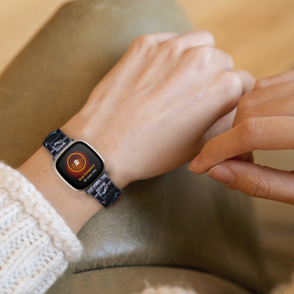 Fitbit Versa 3 / Sense Resin Bandje - Zwart Marmer