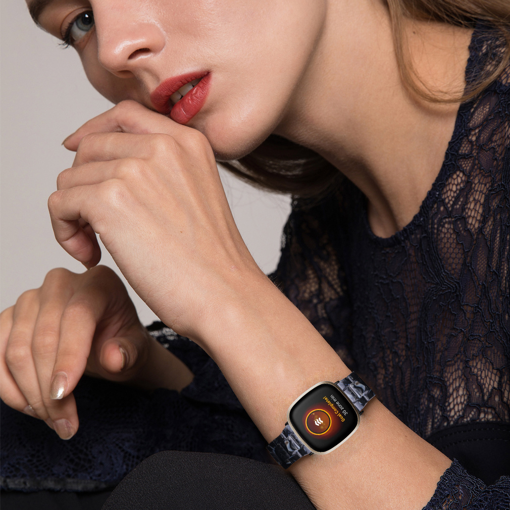 Fitbit Versa 3 / Sense Resin Bandje - Zwart Marmer