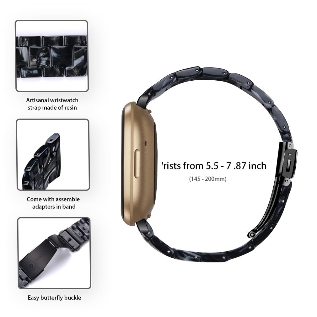 Fitbit Versa 3 / Sense Resin Bandje - Zwart Marmer