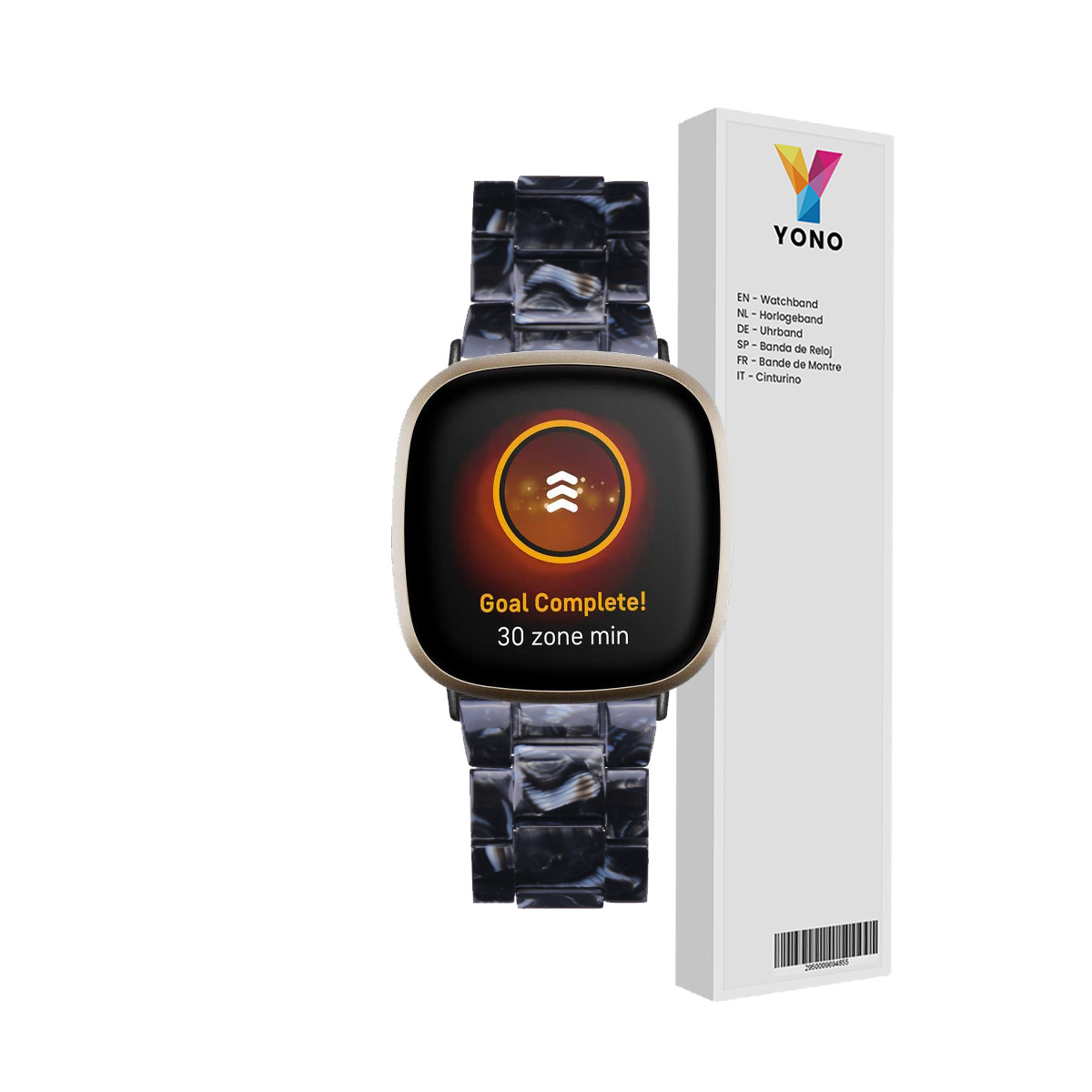 Fitbit Versa 3 / Sense Resin Bandje - Zwart Marmer