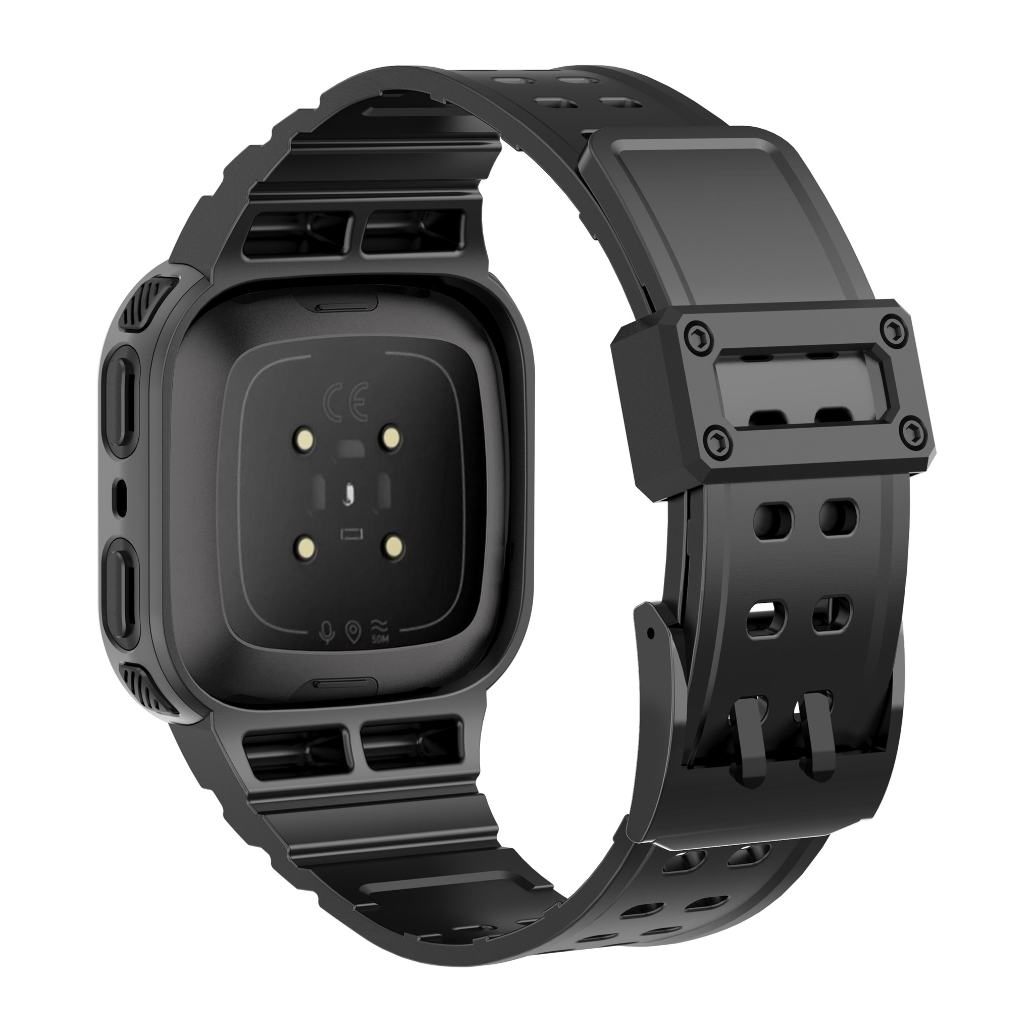 Fitbit Versa 3/2/1/Sense Shock Resist Bandje - Zwart