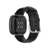 Fitbit Versa 3/Sense Vacca Leer Bandje  - Zwart