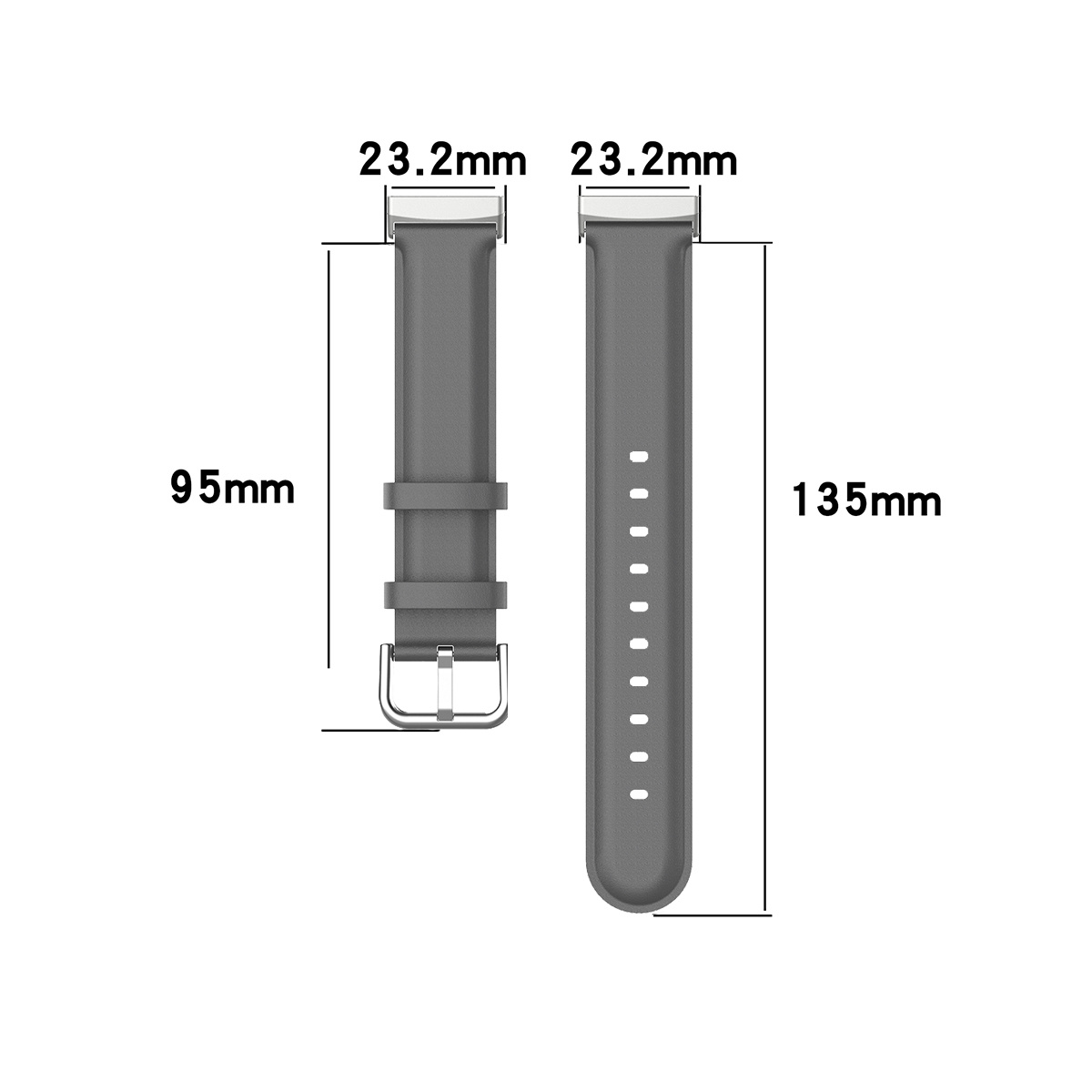 Fitbit Versa 3/Sense Vacca Leer Bandje - Grijs