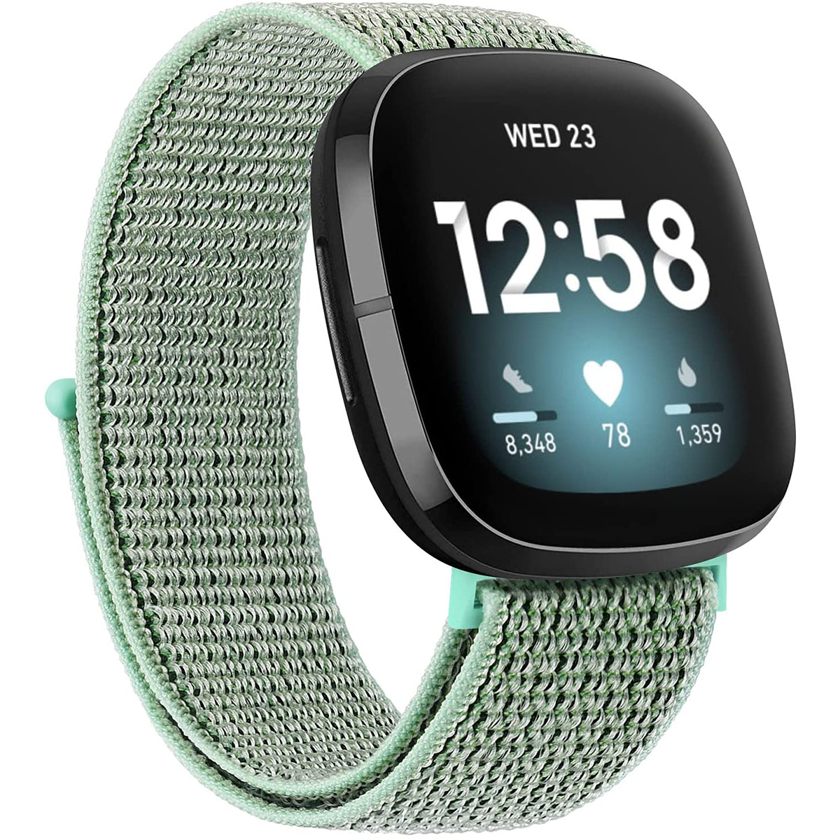 Fitbit Versa 3 / Sense Nylon Velcro Bandje - Mintgroen