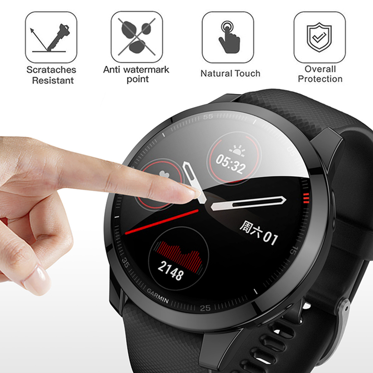 Garmin Venu 2S/Vivoactive 4S Full Cover Bumper - Zwart