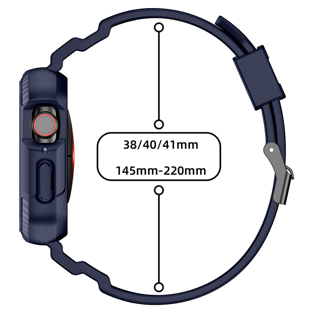 YONO Apple Watch Armor Rugged Bandje - Donkerblauw