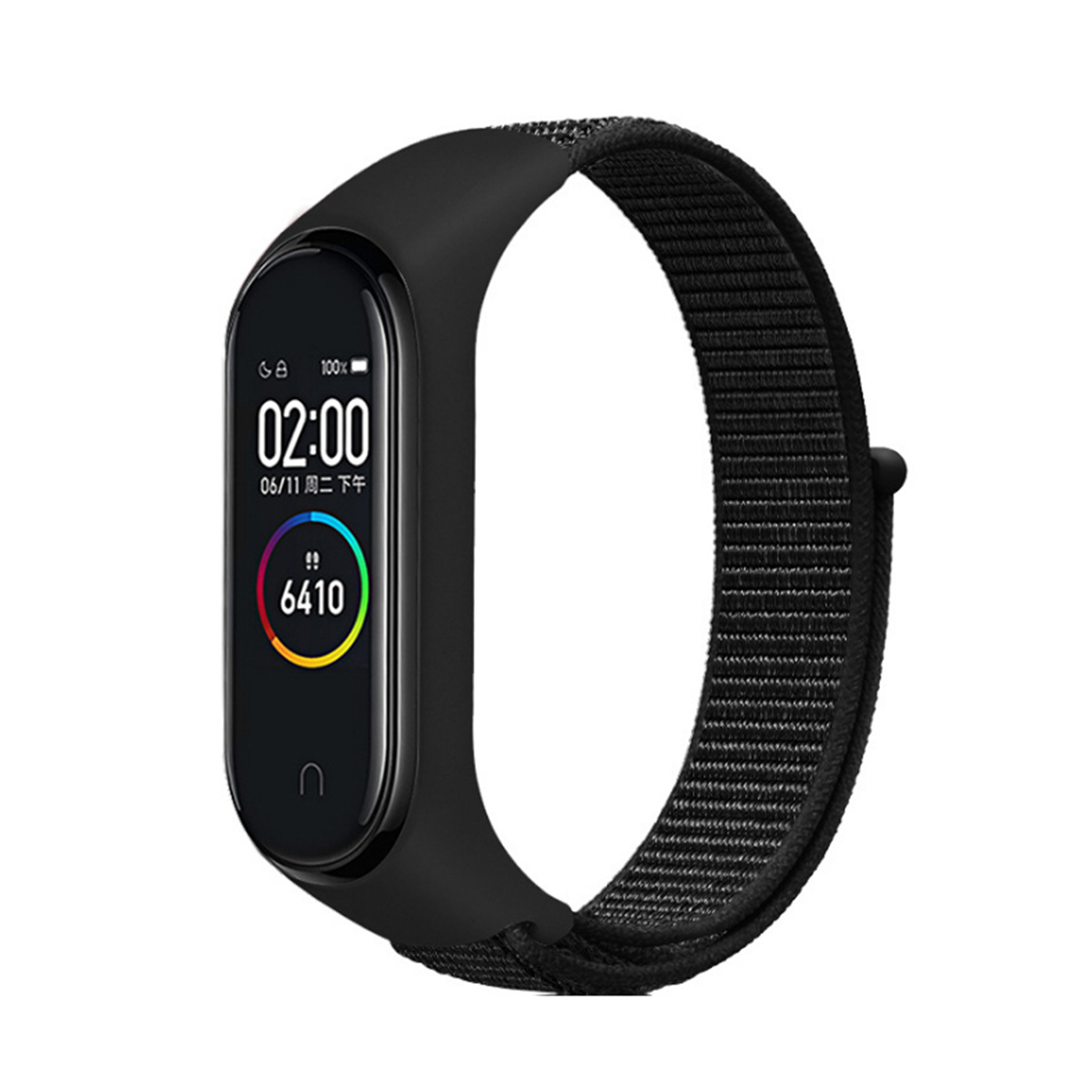 Xiaomi Mi Band 5 / 6 Nylon Velcro Bandje - Zwart