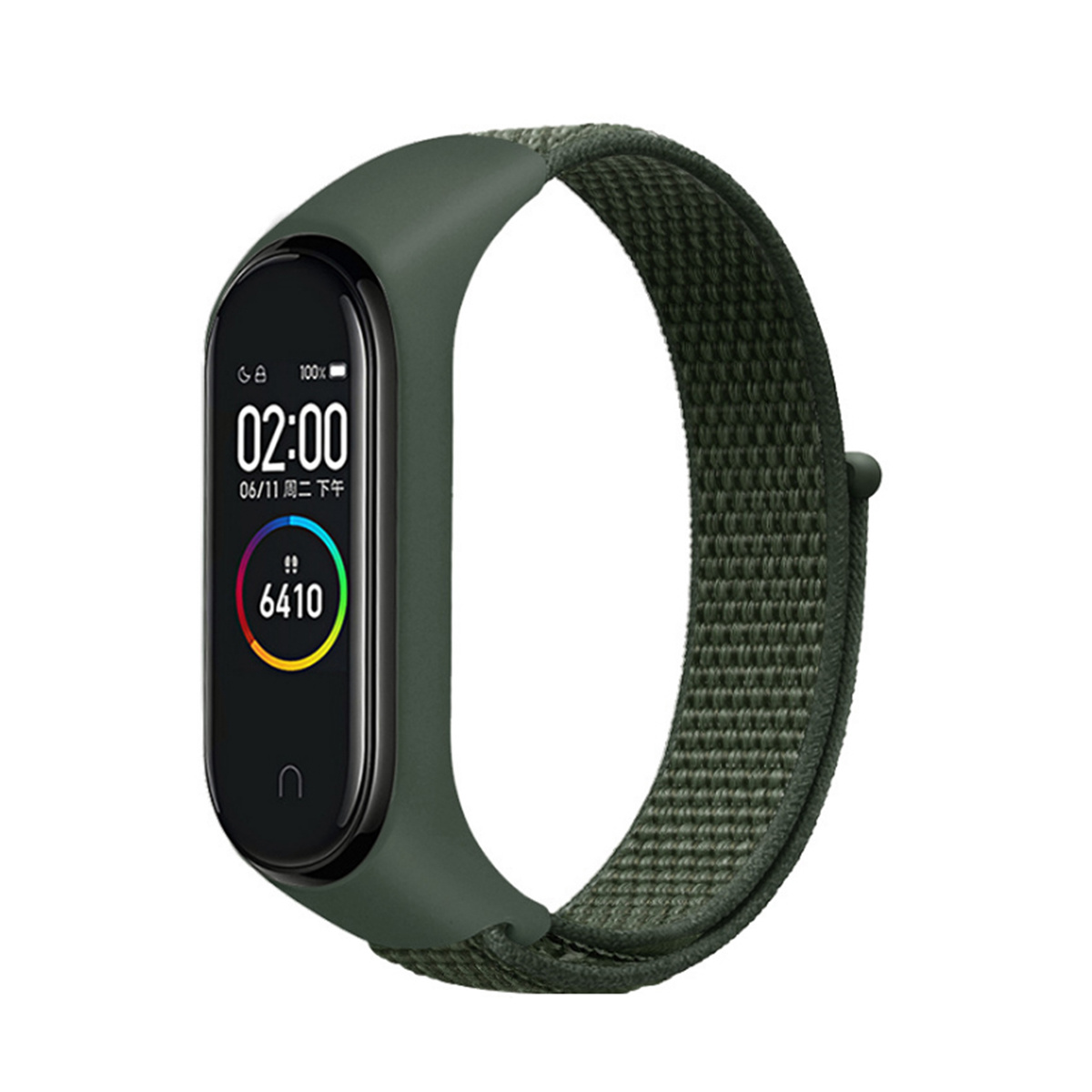 Xiaomi Mi Band 5 / 6 Nylon Velcro Bandje - Donkergroen