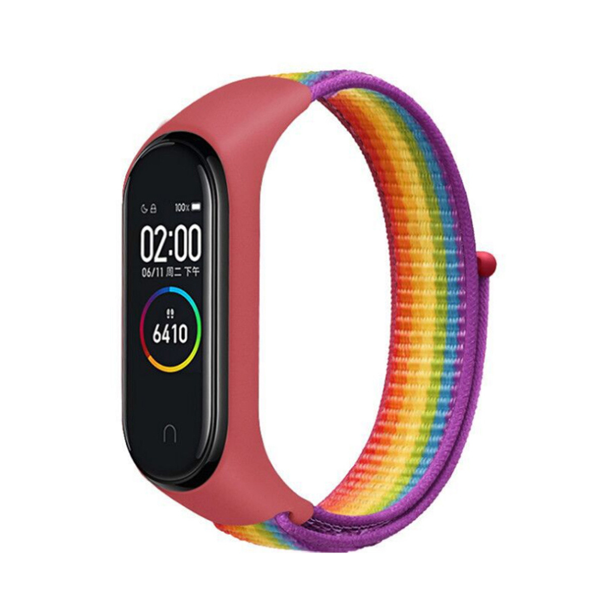 Xiaomi Mi Band 5 / 6 Nylon Velcro Bandje - Regenboog