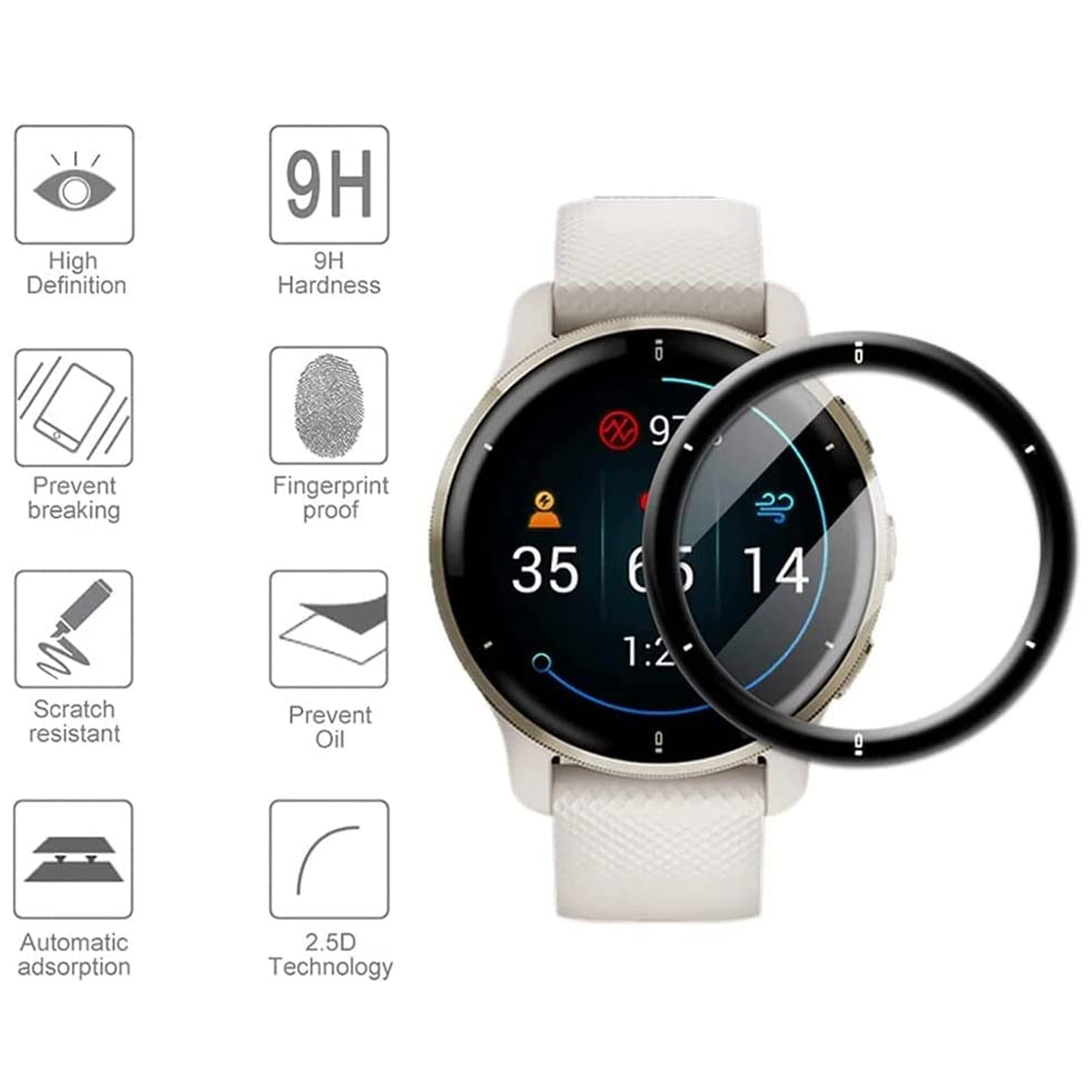 Screen Protector Set geschikt voor Garmin Venu 2 Plus - 3 Stuks