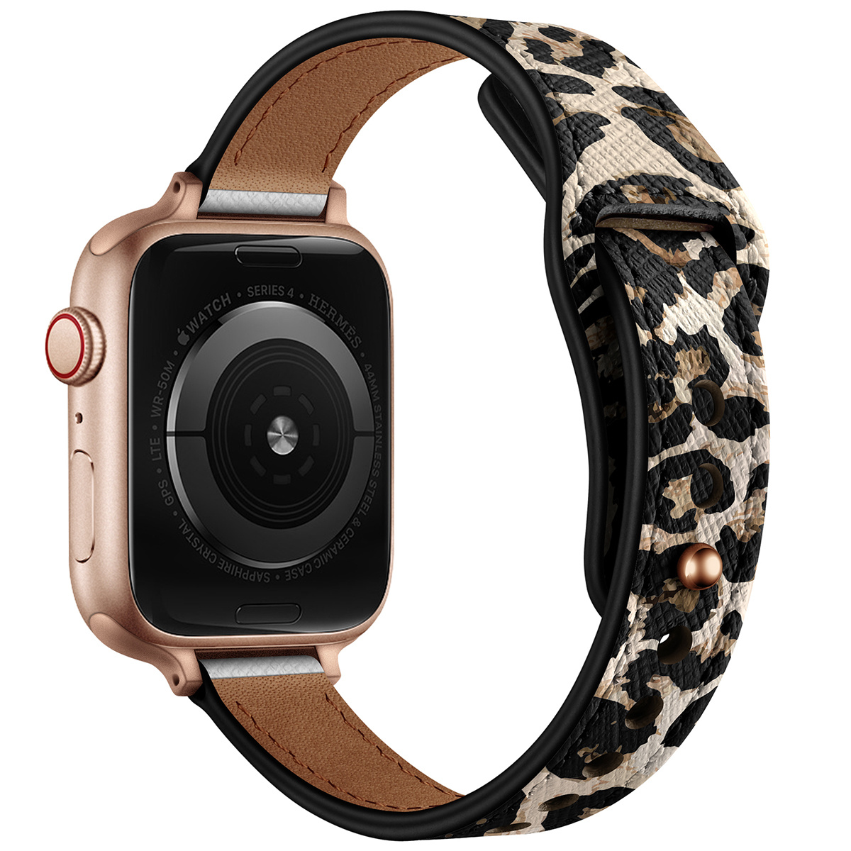 Apple Watch Leer Stretto Bandje - Leopard