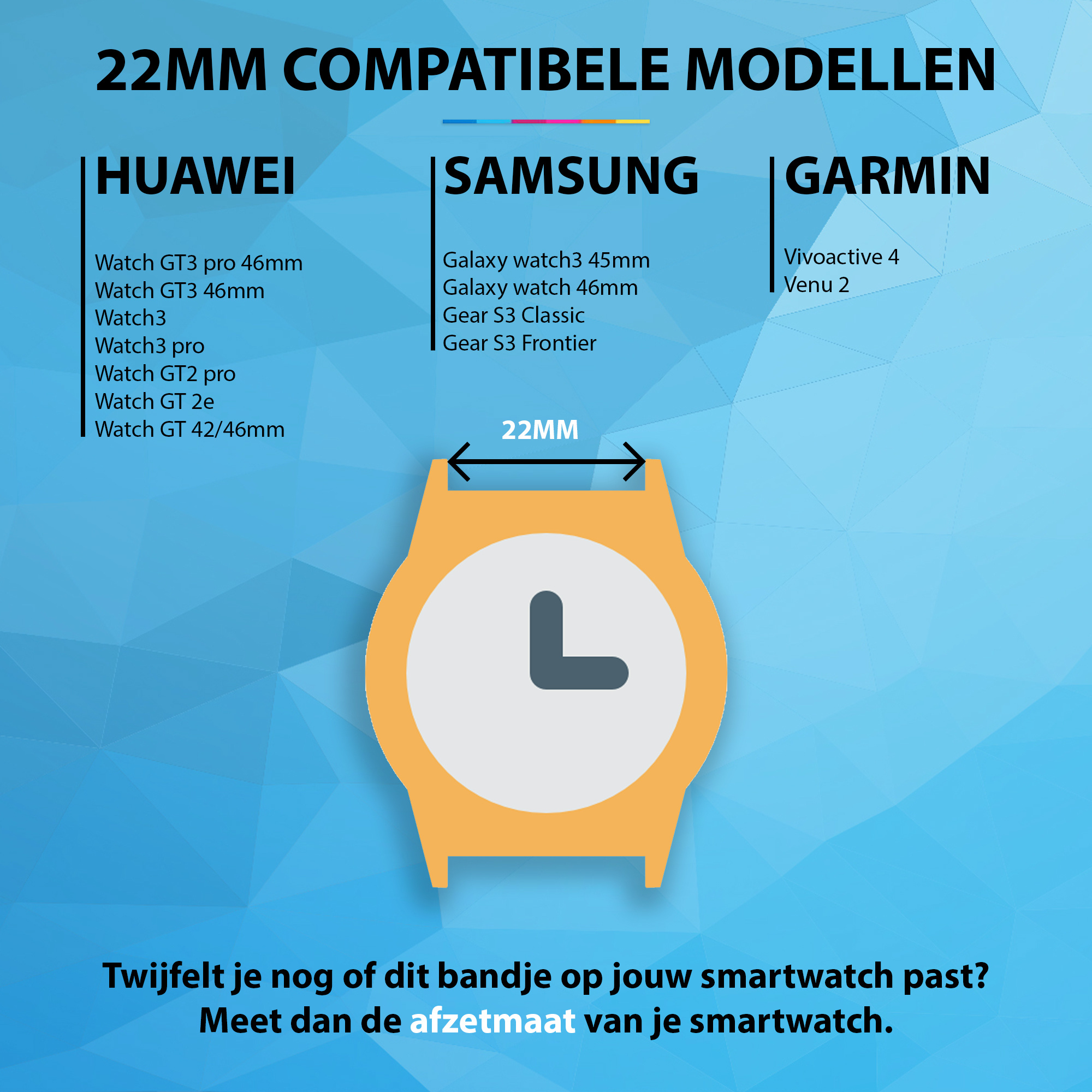 Alpha Schakel Bandje 22mm Universeel - Zilver