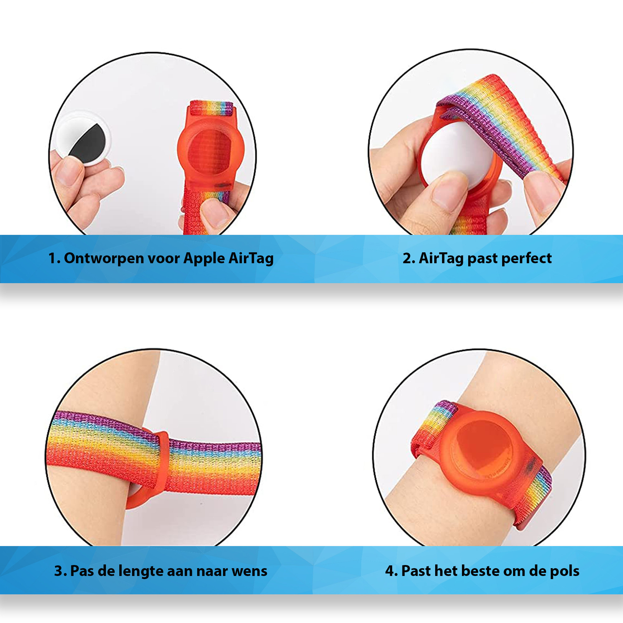 Nylon Armband Apple AirTag - Zwart