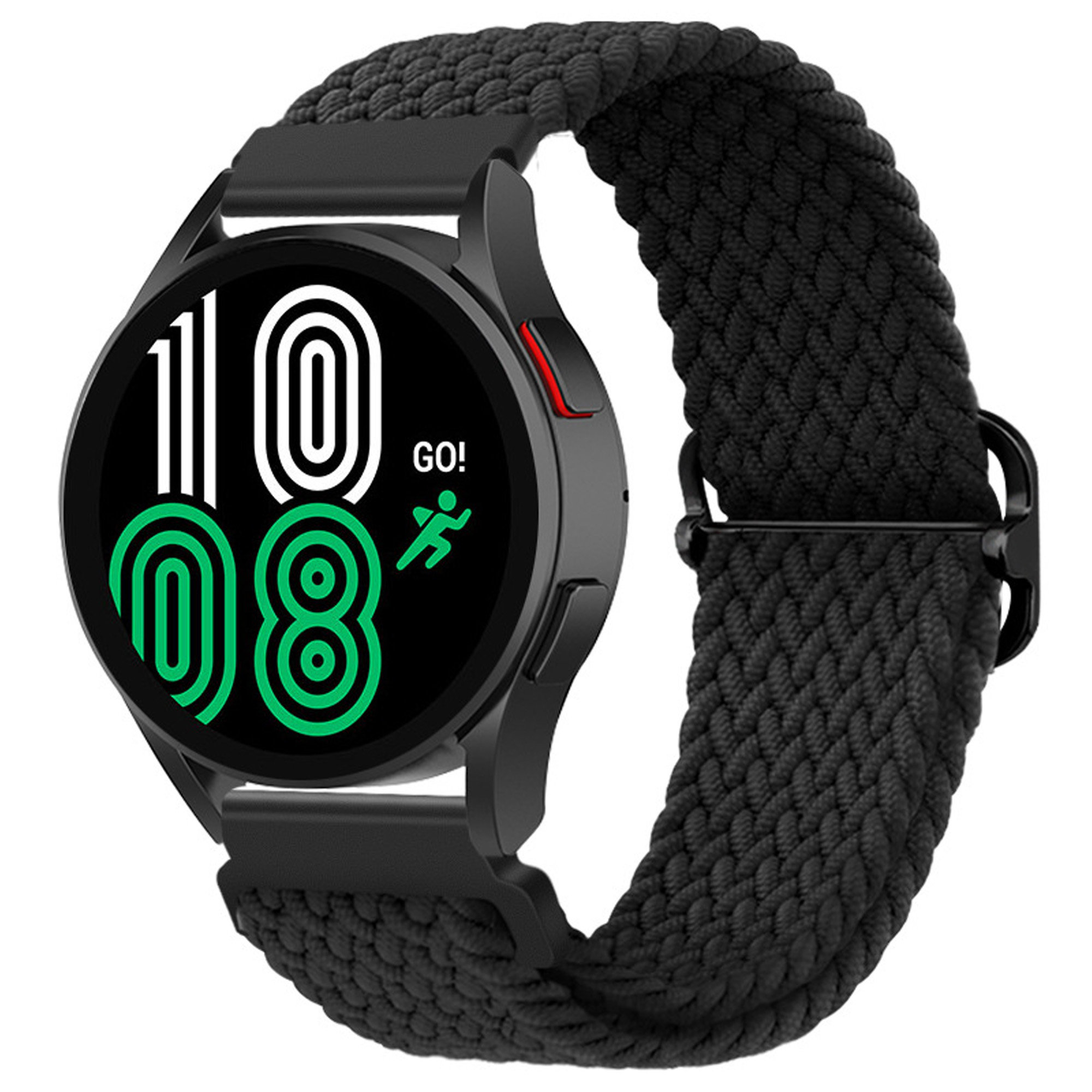 Nylon Stretch Bandje 20mm Universeel - Zwart