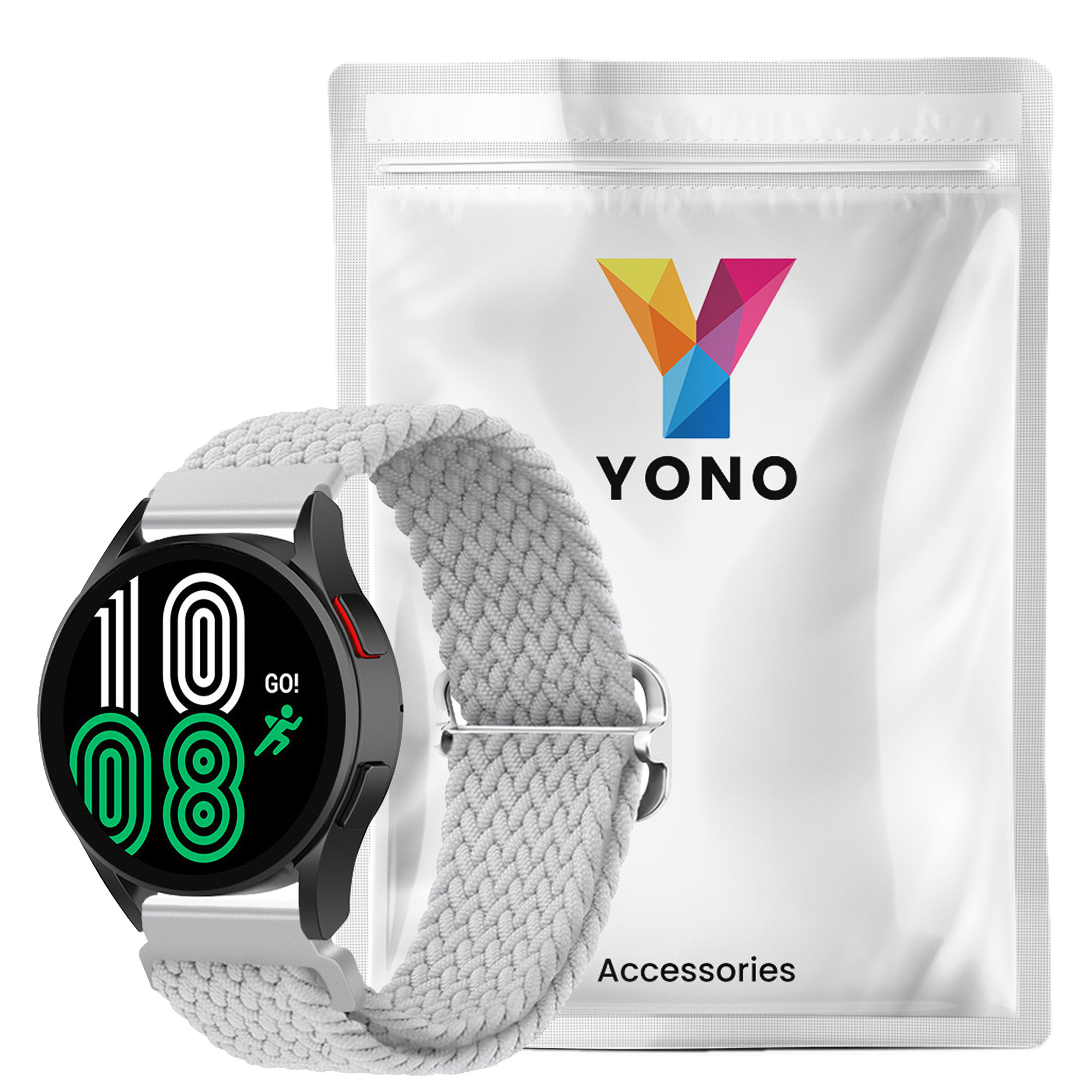 Nylon Stretch Bandje 20mm Universeel - Lichtgrijs