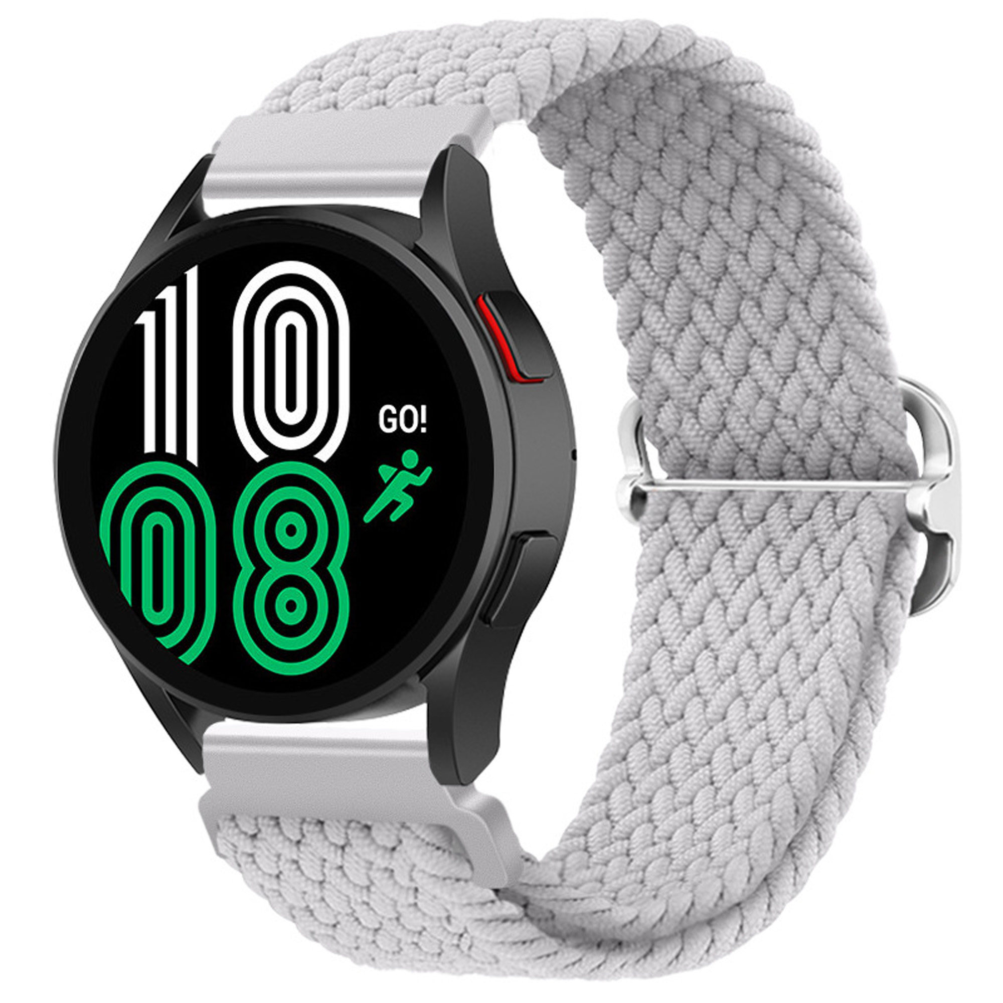 Nylon Stretch Bandje 20mm Universeel - Lichtgrijs