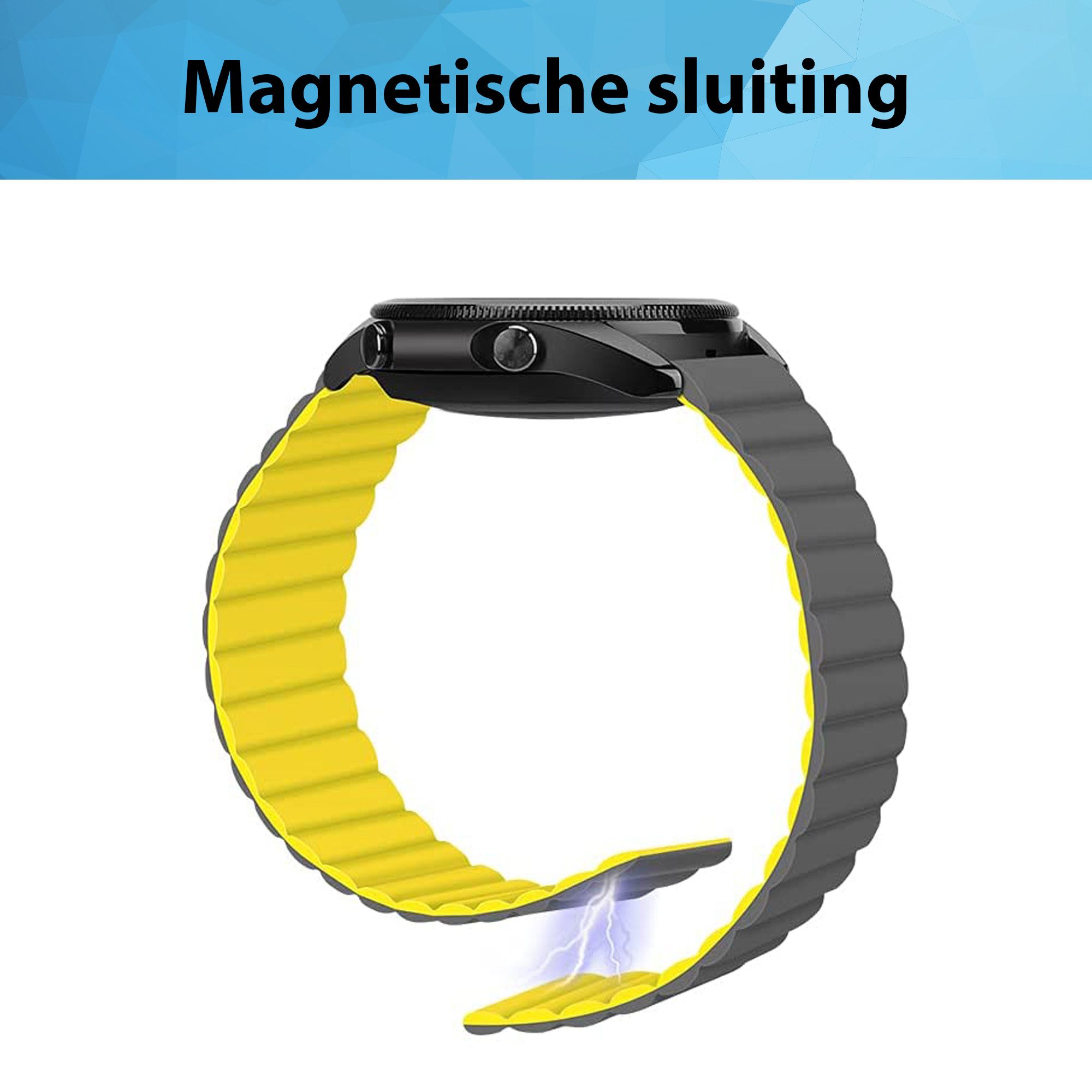 Siliconen Link Bandje 20mm - Grijs/Geel