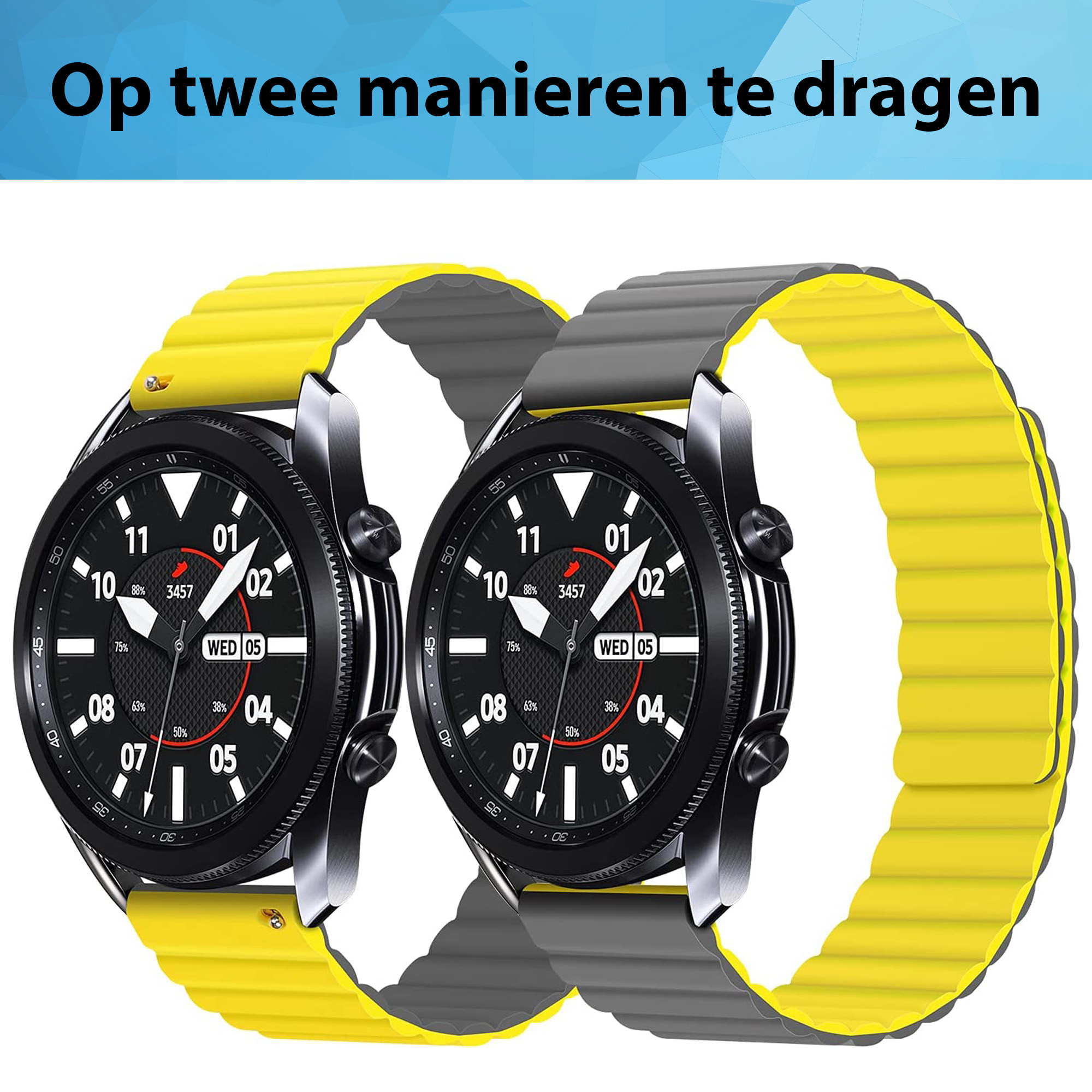 Siliconen Link Bandje 20mm - Grijs/Geel