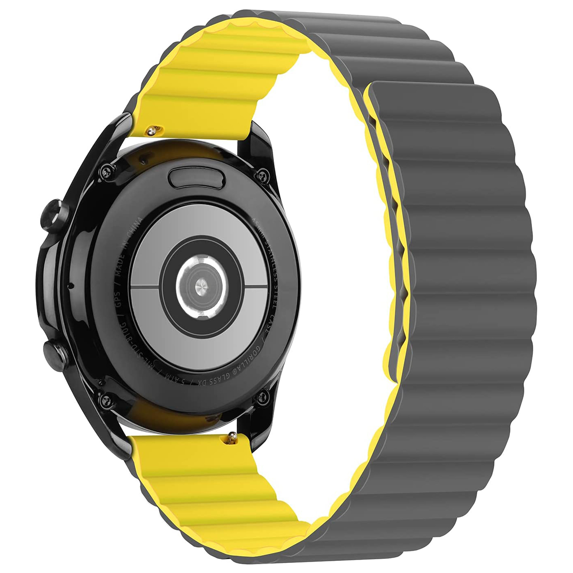 Siliconen Link Bandje 20mm - Grijs/Geel