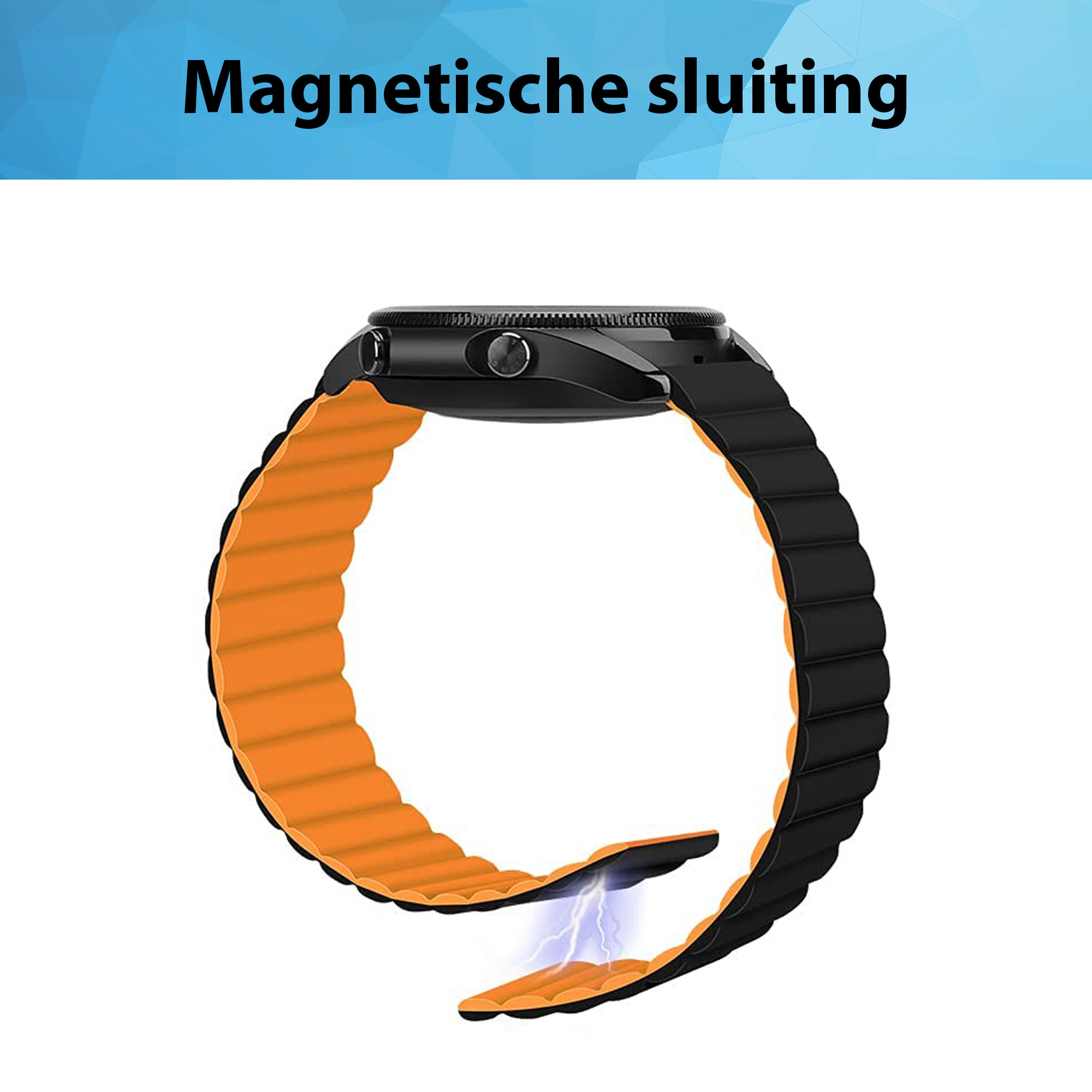 Siliconen Link Bandje 20mm - Zwart/Oranje