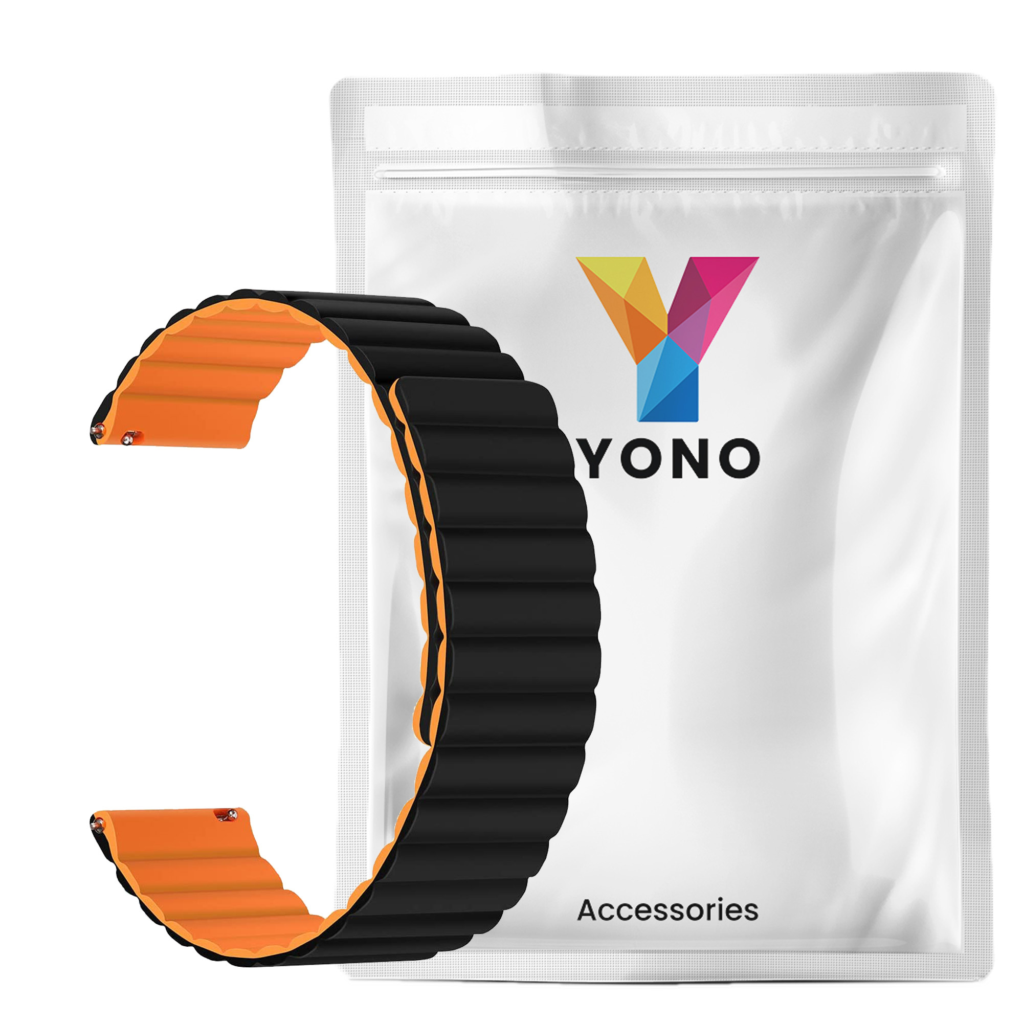 Siliconen Link Bandje 20mm - Zwart/Oranje