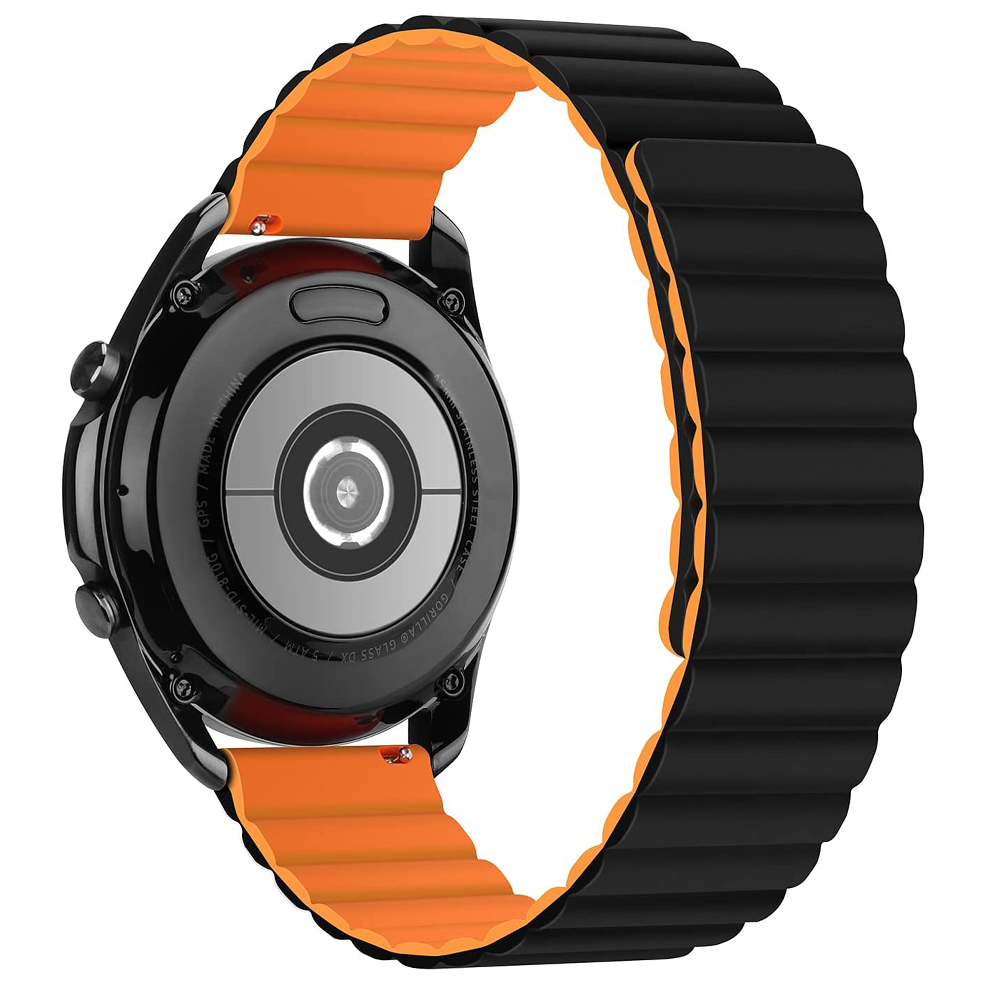 Siliconen Link Bandje 20mm - Zwart/Oranje