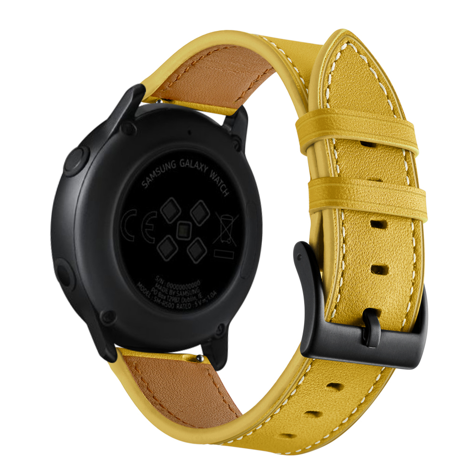 Leer Bandje 20mm Universeel - Geel