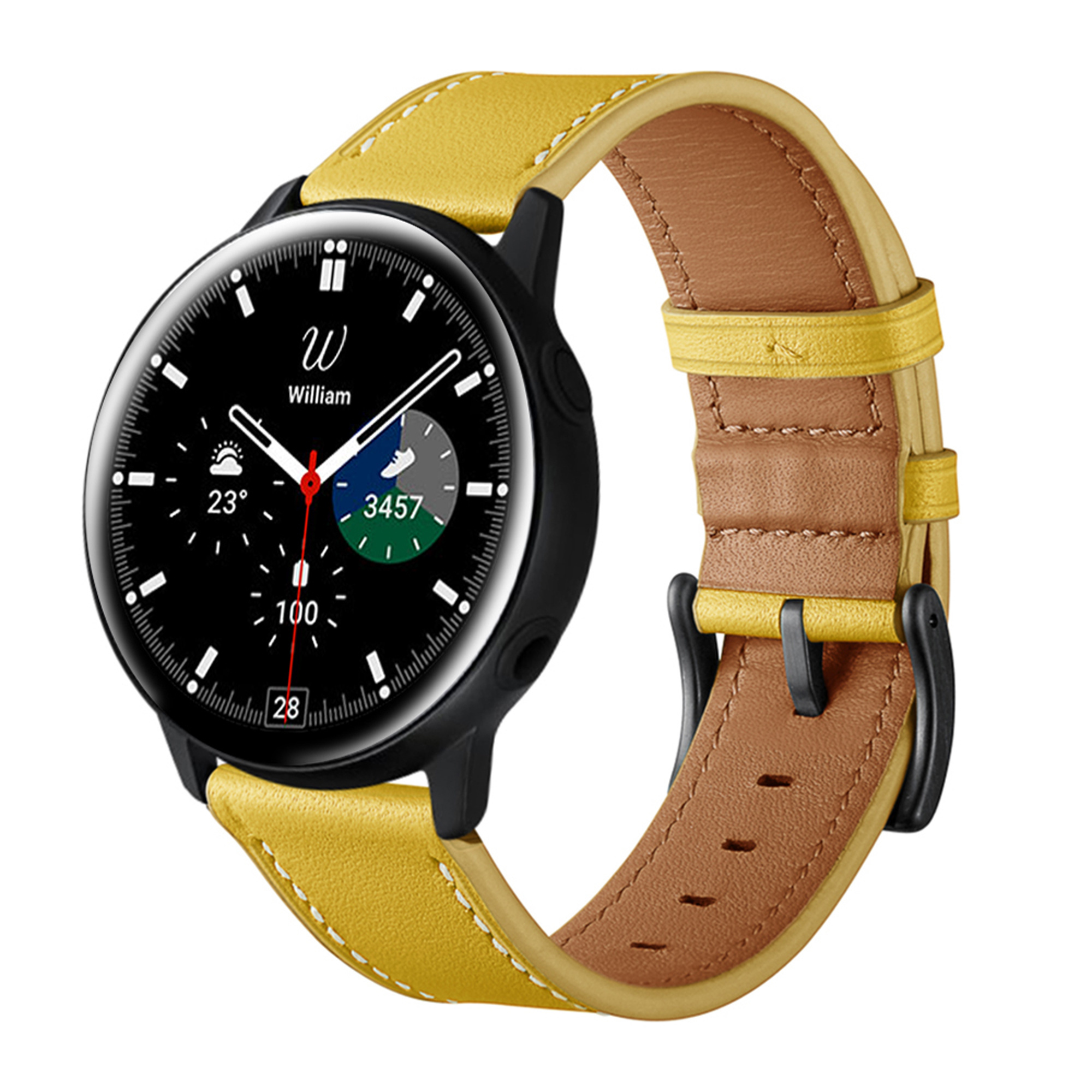 Leer Bandje 20mm Universeel - Geel