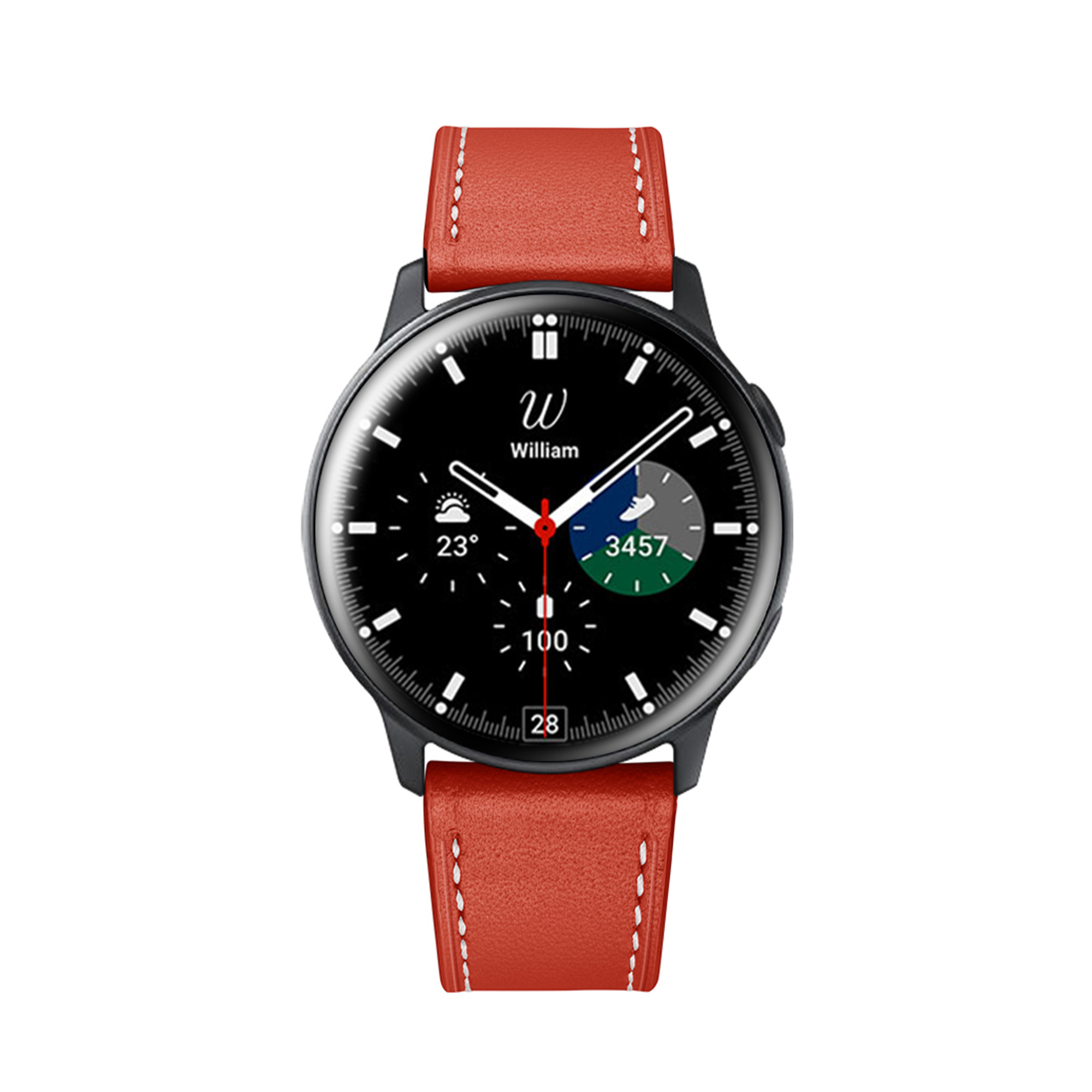 Leer Bandje 22mm Universeel - Rood