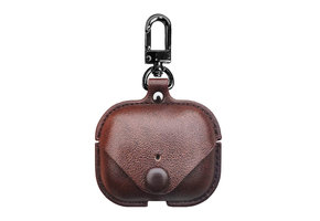 YONO Airpods Pro Hoesje - Leer met Clip - Donkerbruin