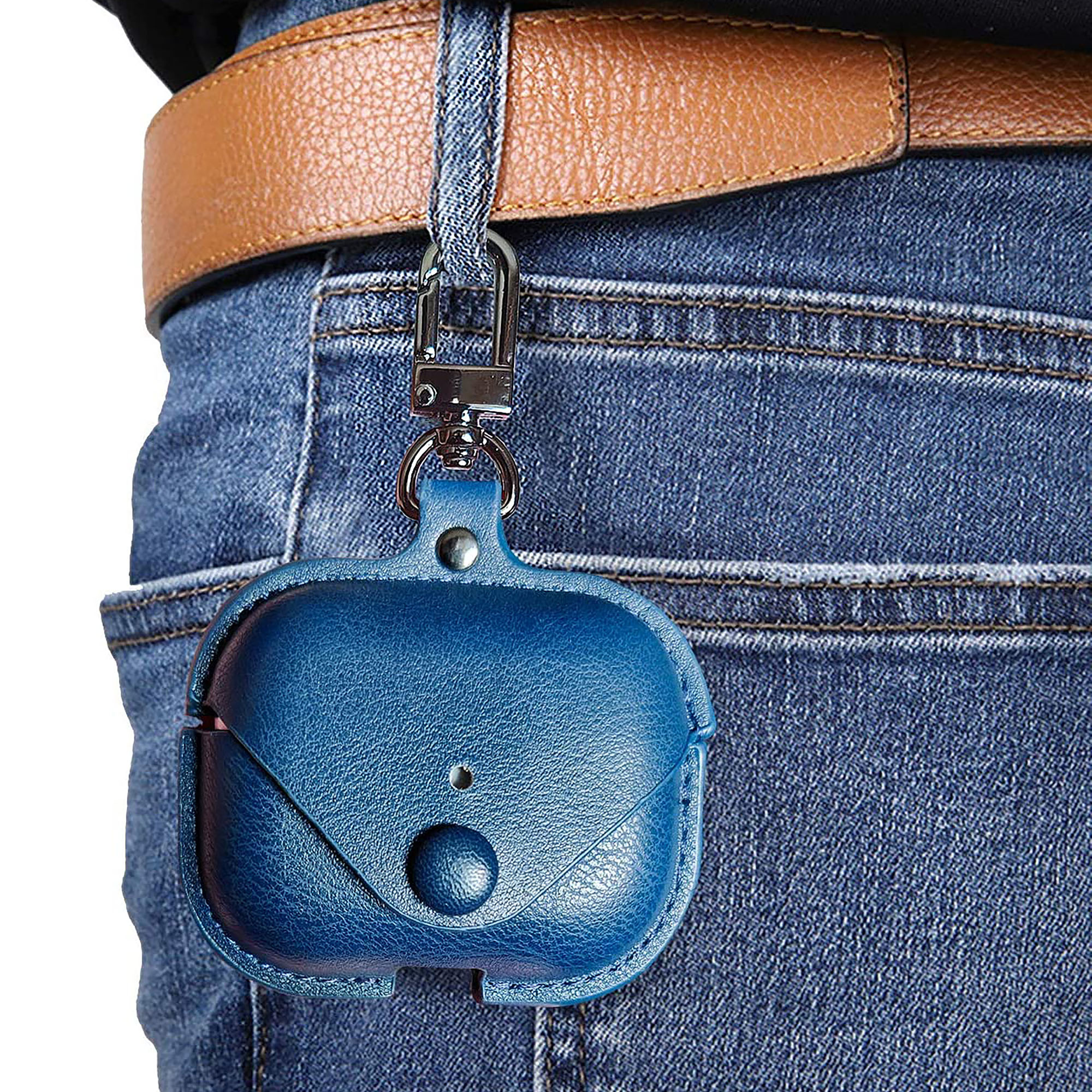 YONO Airpods Pro Hoesje - Leer met Clip - Blauw