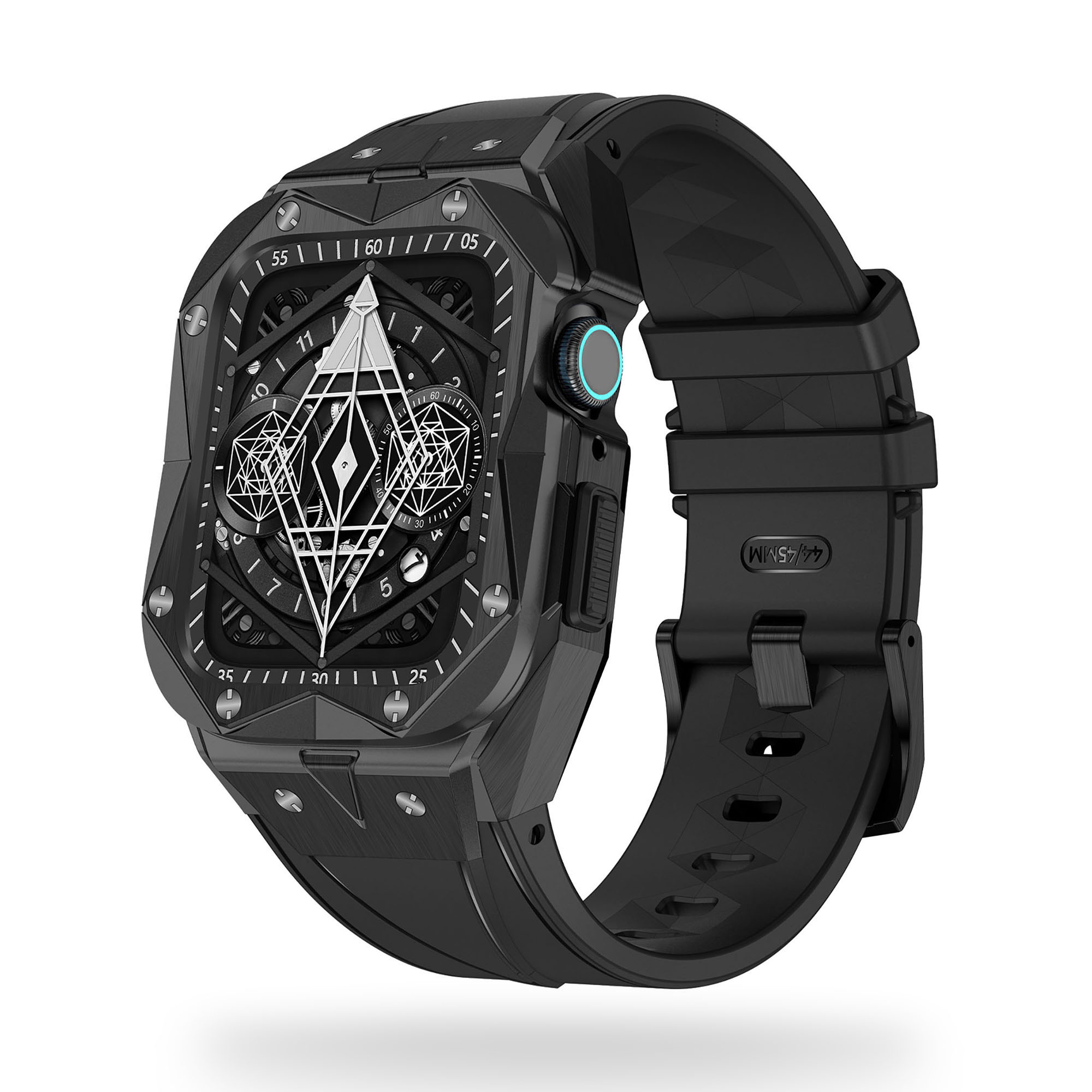 Apple Watch Luxe Horlogeband met RVS Case - Zwart