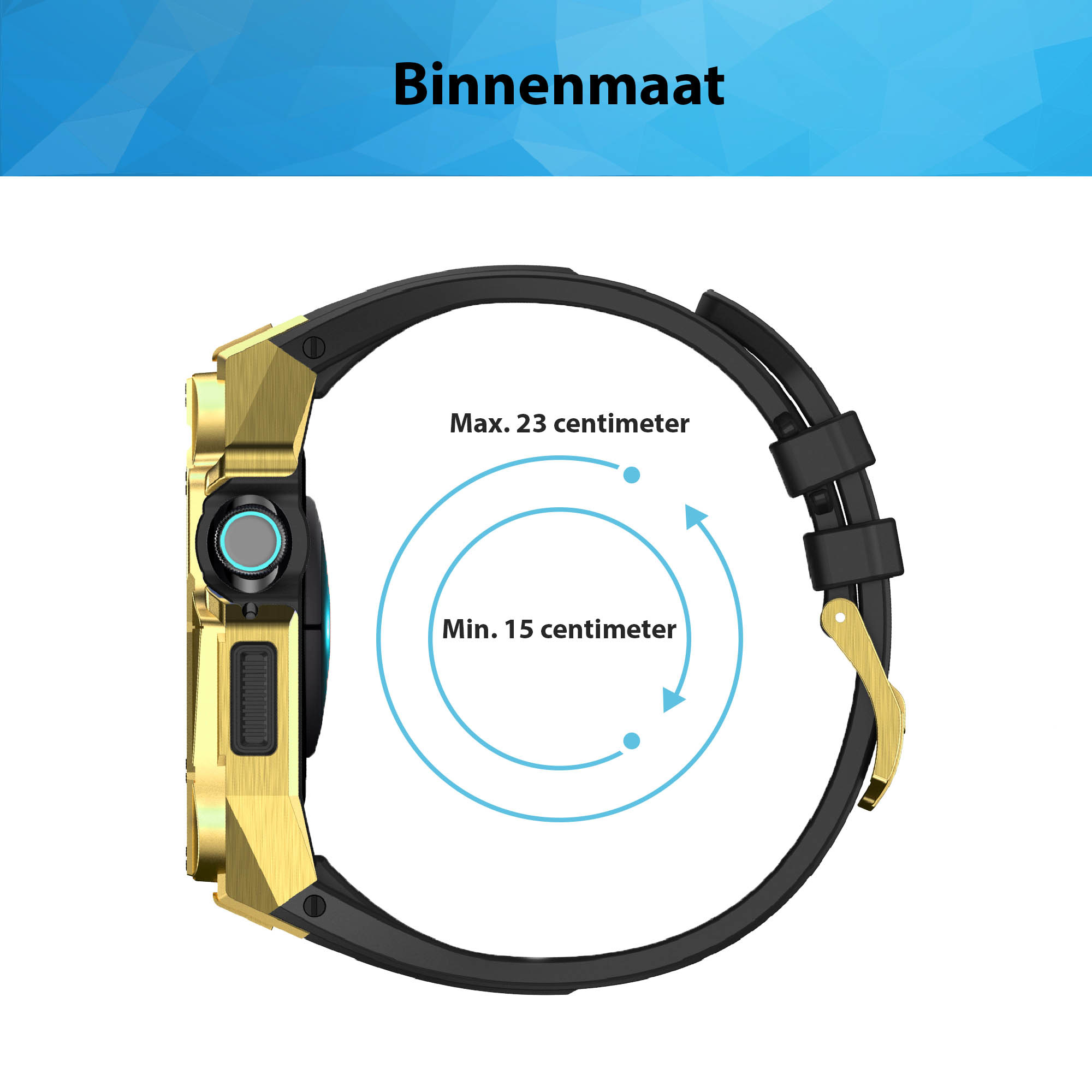 Apple Watch Luxe Horlogeband met RVS Case - Goud