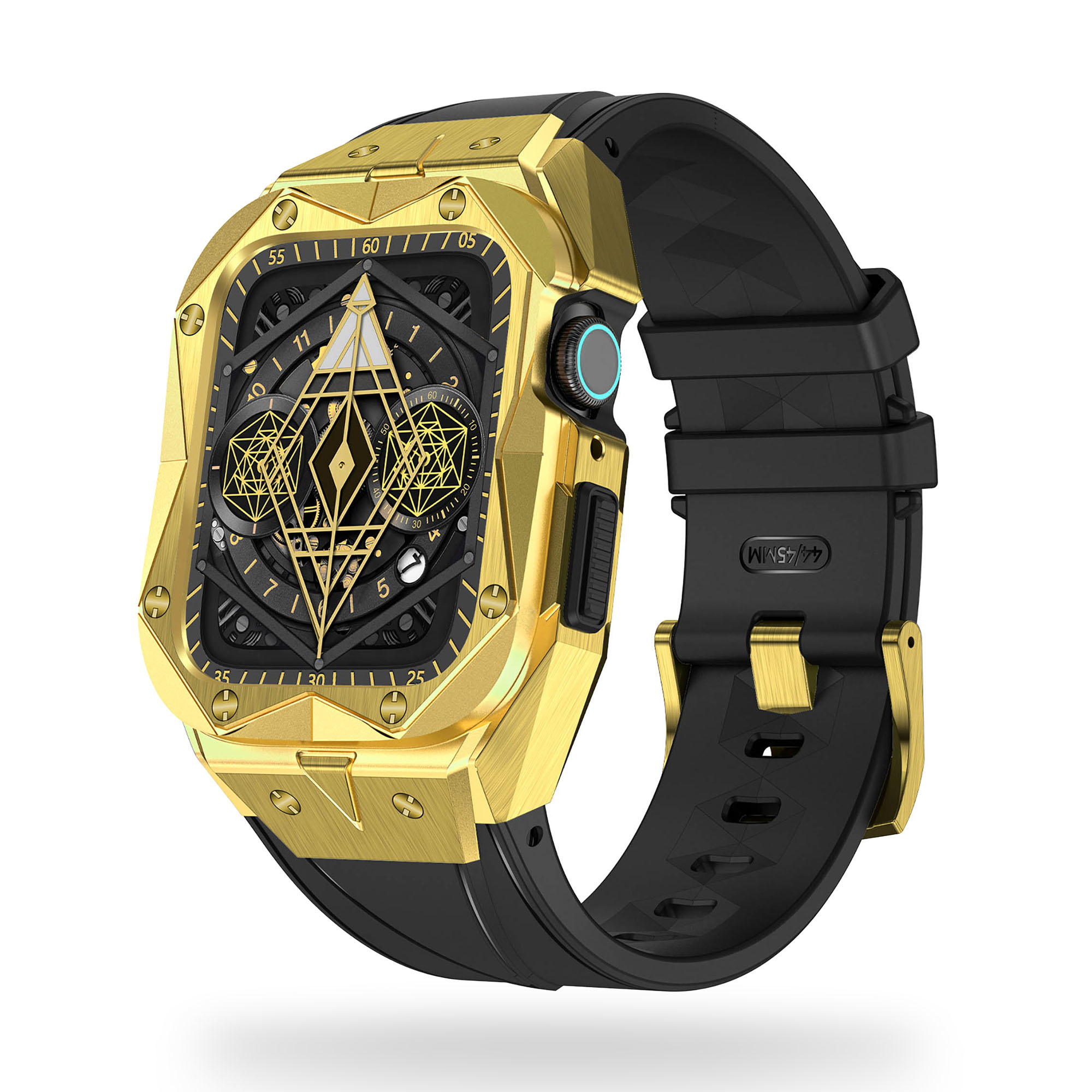Apple Watch Luxe Horlogeband met RVS Case - Goud